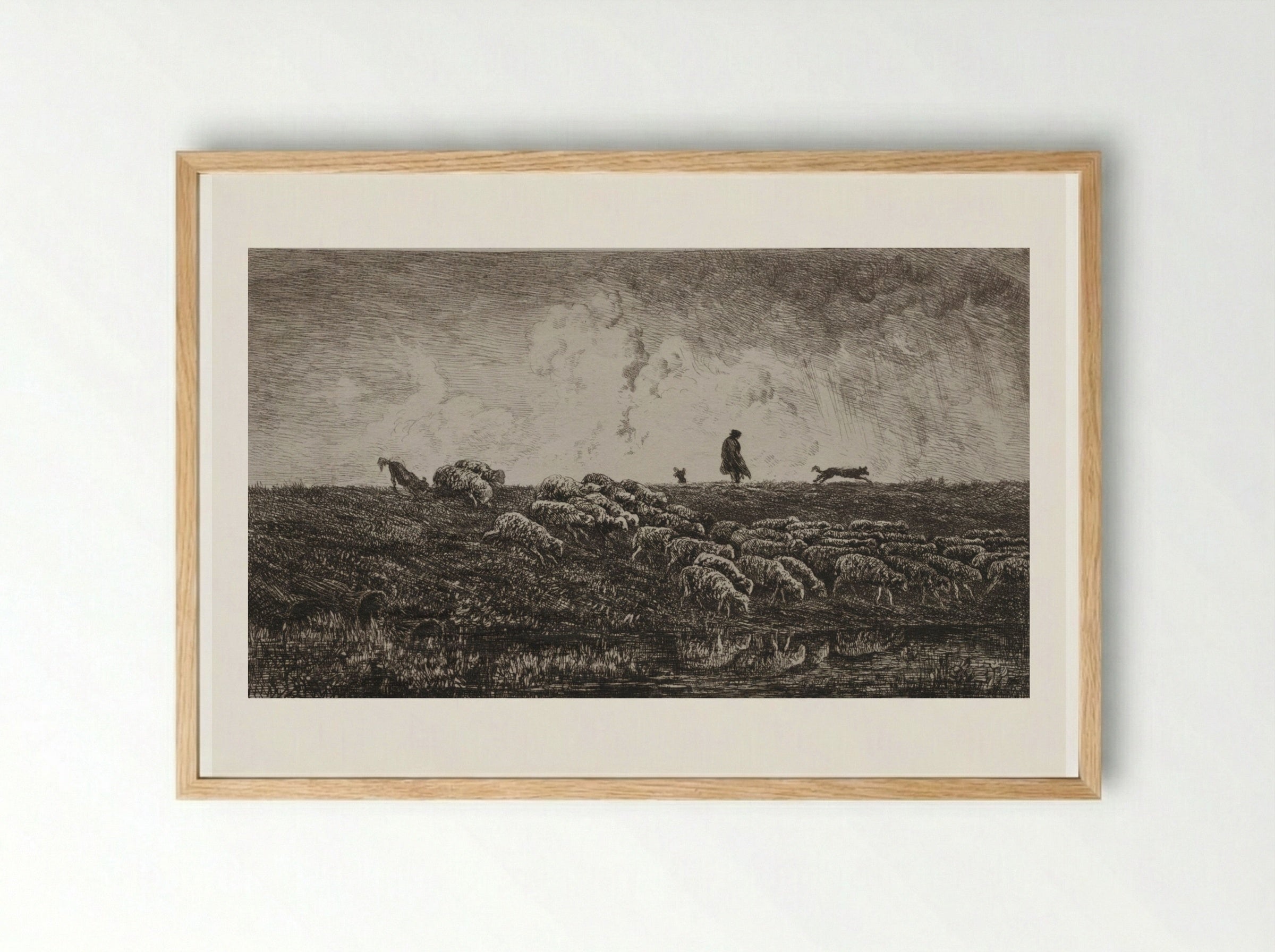 The Shower - Charles-François Daubigny - Framed Print Wood