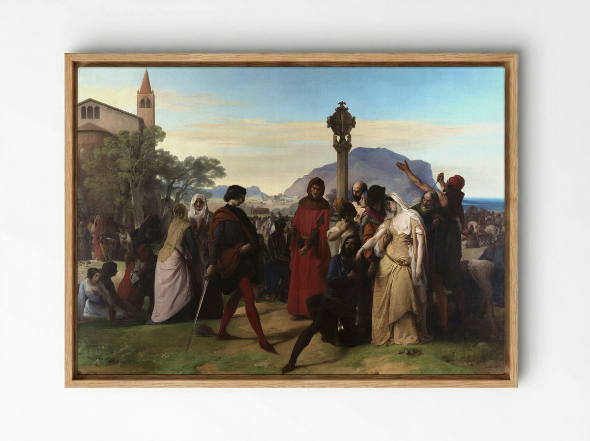 The Sicilian Vespers - Francesco Hayez - Framed Canvas Wood