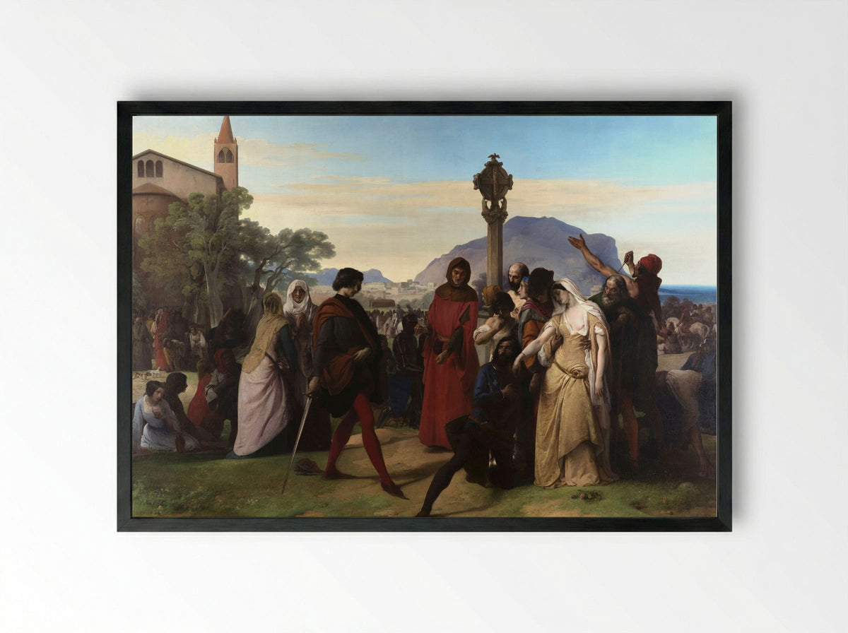 The Sicilian Vespers - Francesco Hayez - Framed Print Black