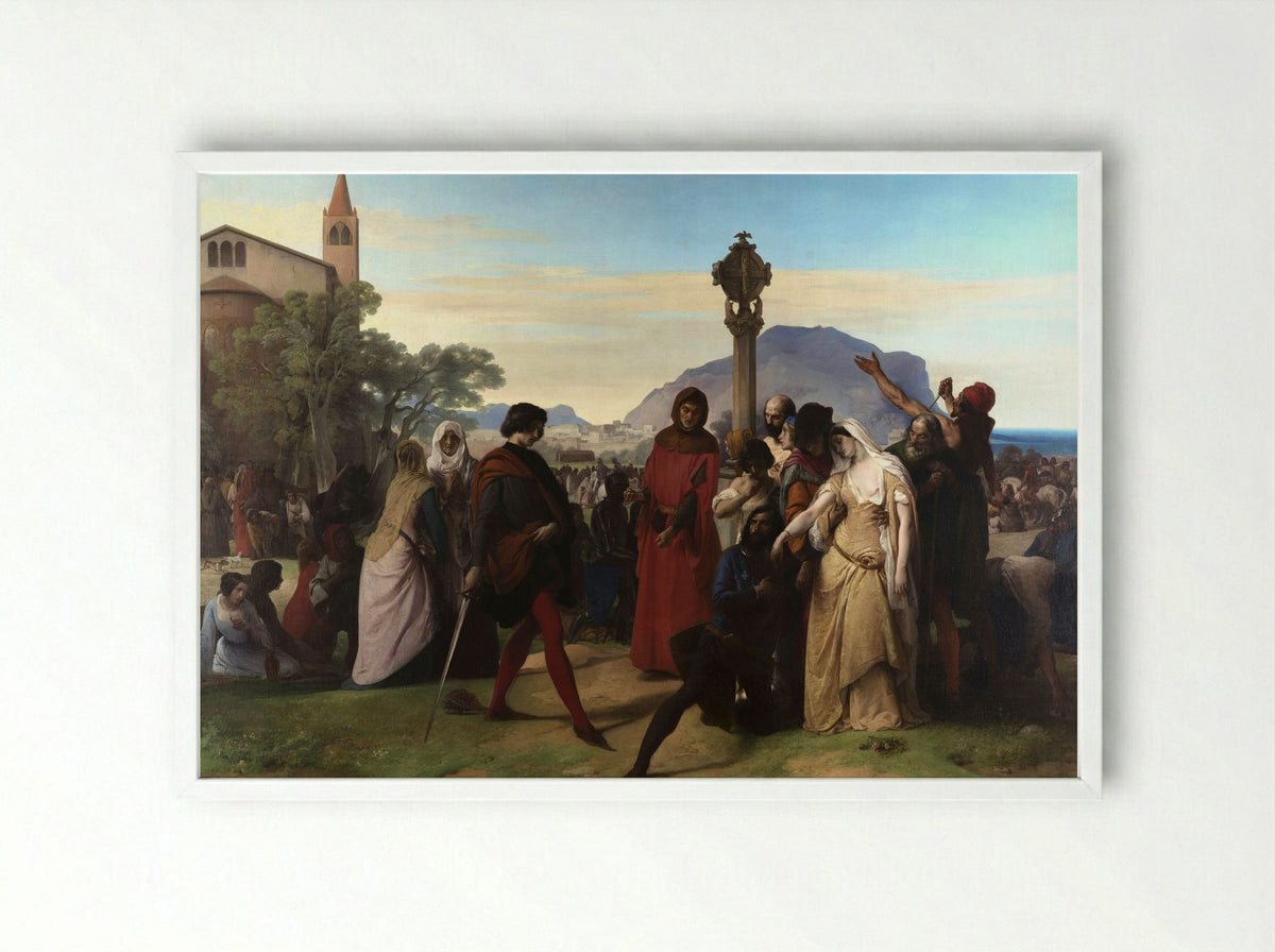 The Sicilian Vespers - Francesco Hayez - Framed Print White