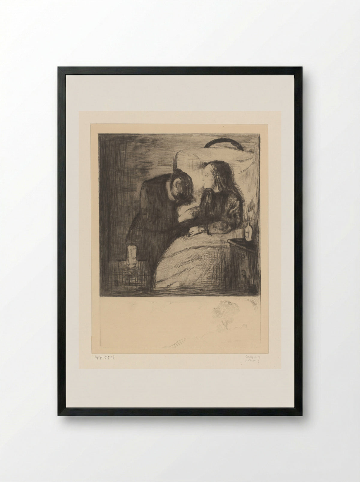 The Sick Child - Edvard Munch - Framed Print Black