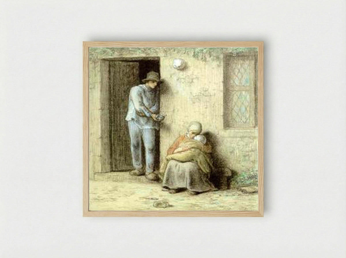The Sick Child - Jean-Francois Millet - Framed Print Wood