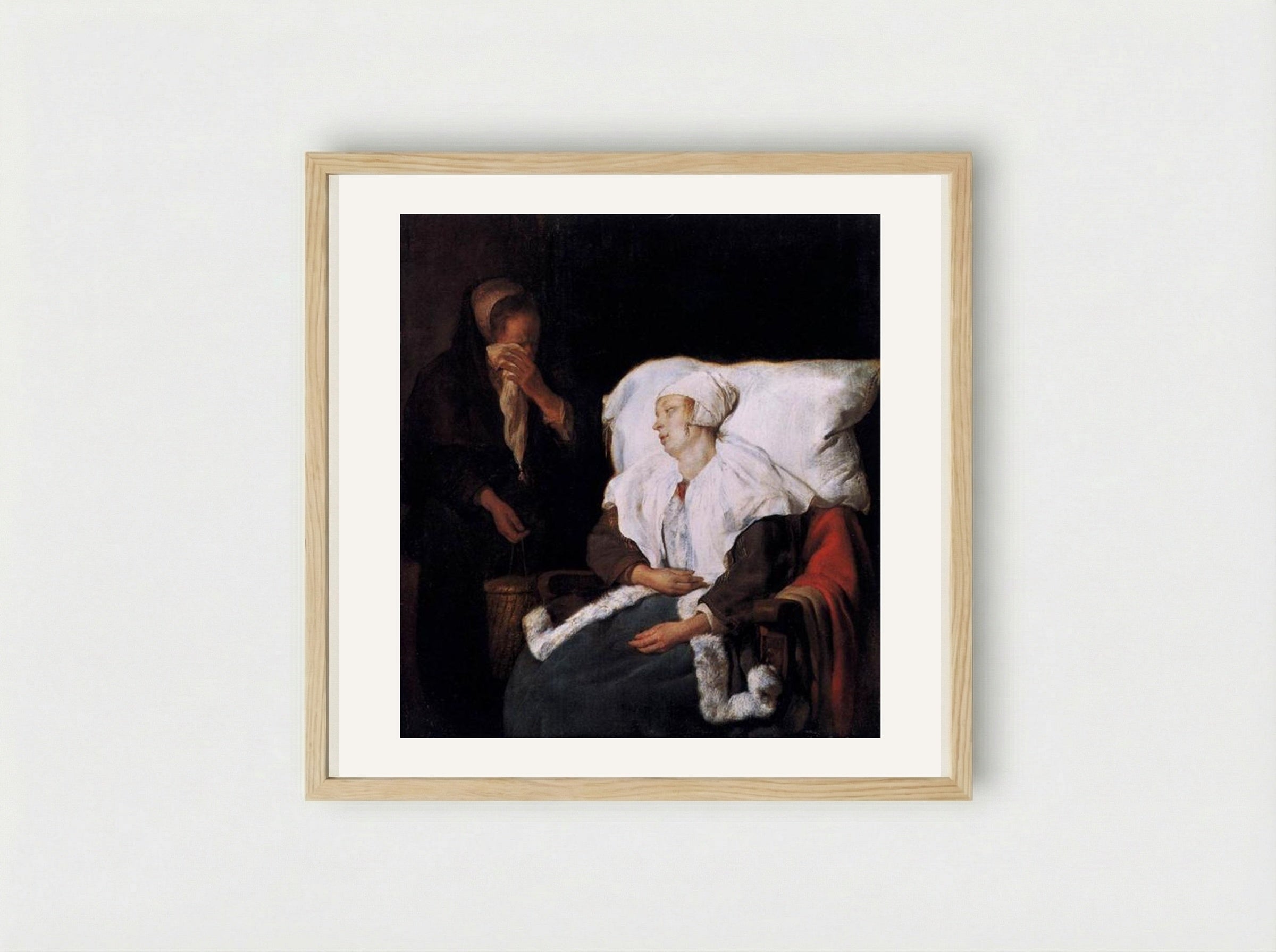 The Sick Girl - Gabriel Metsu - Framed Print Wood