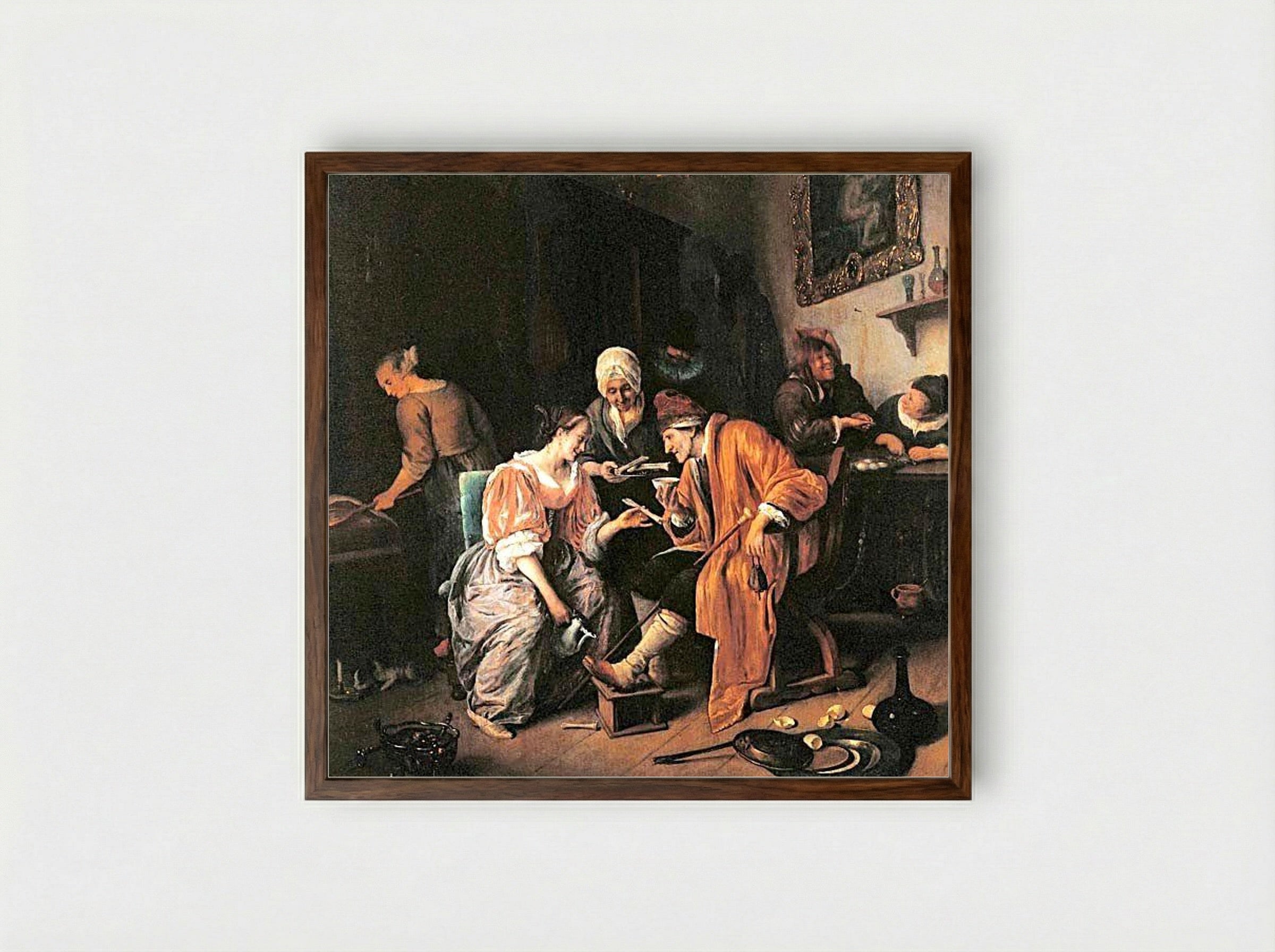 The Sick Man - Jan Steen - Framed Print Dark Wood