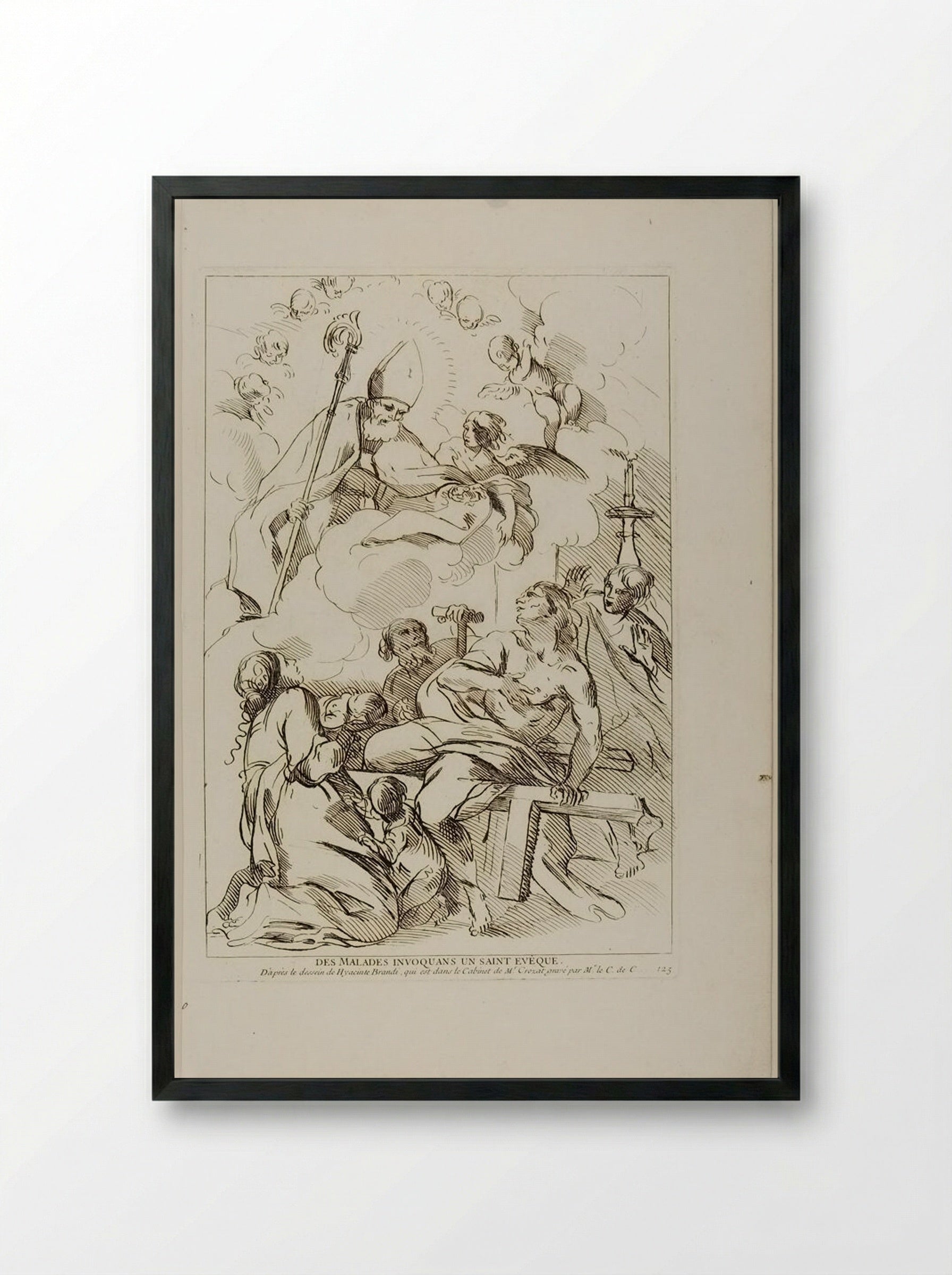 The Sick Summoning a Bishop Saint - Anne Claude de Thubières, comte de Caylus - Framed Print Black