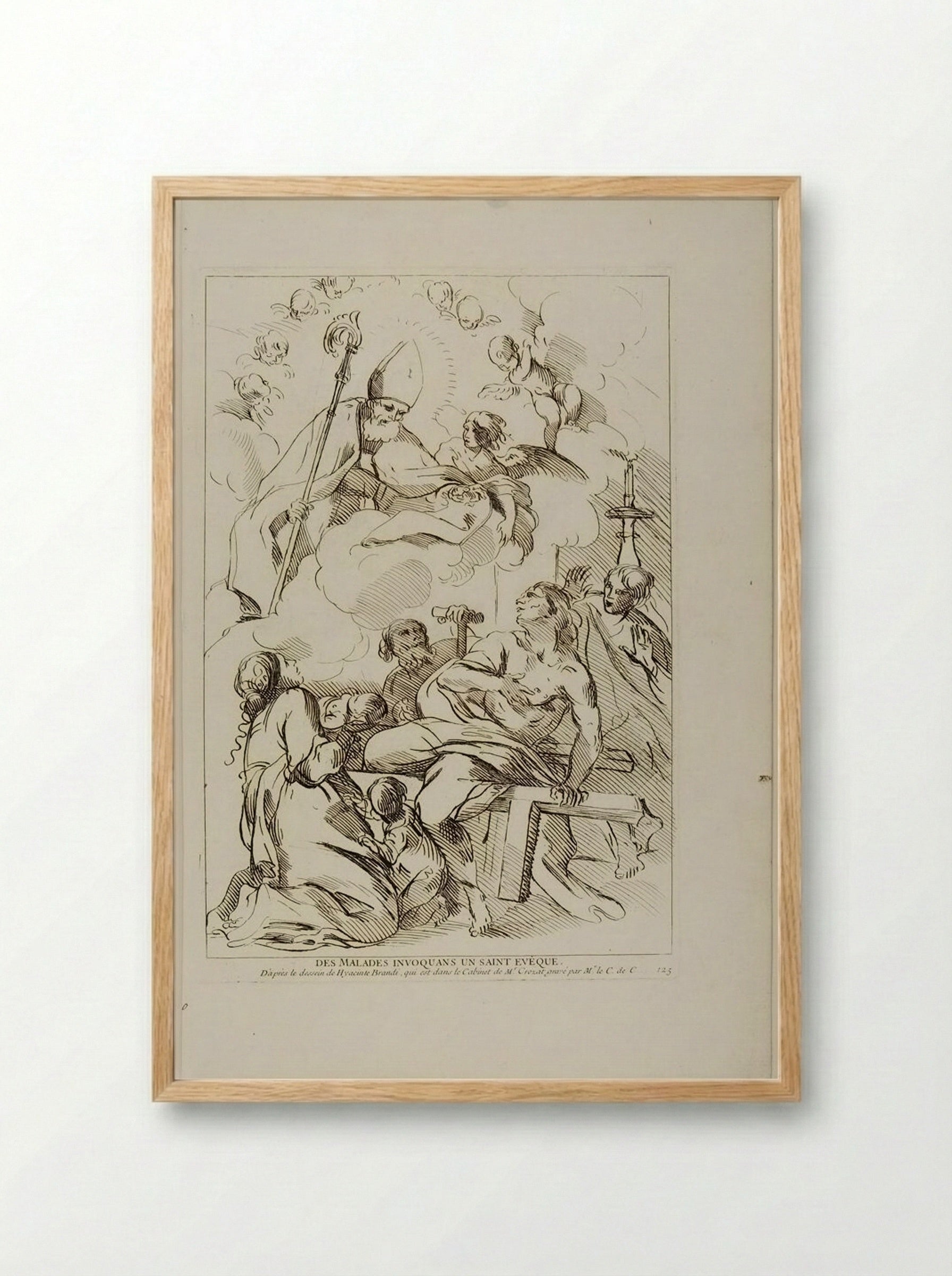 The Sick Summoning a Bishop Saint - Anne Claude de Thubières, comte de Caylus - Framed Print Wood