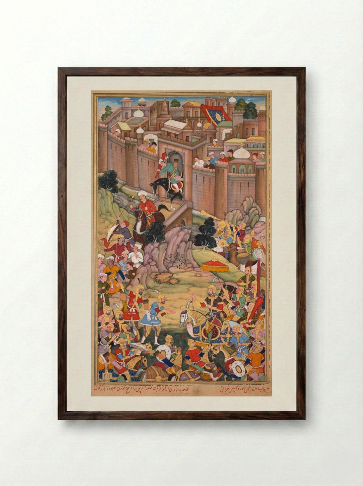 The Siege of Arbela in the Era of Hulagu Khan - Basavana - Framed Print Dark Wood