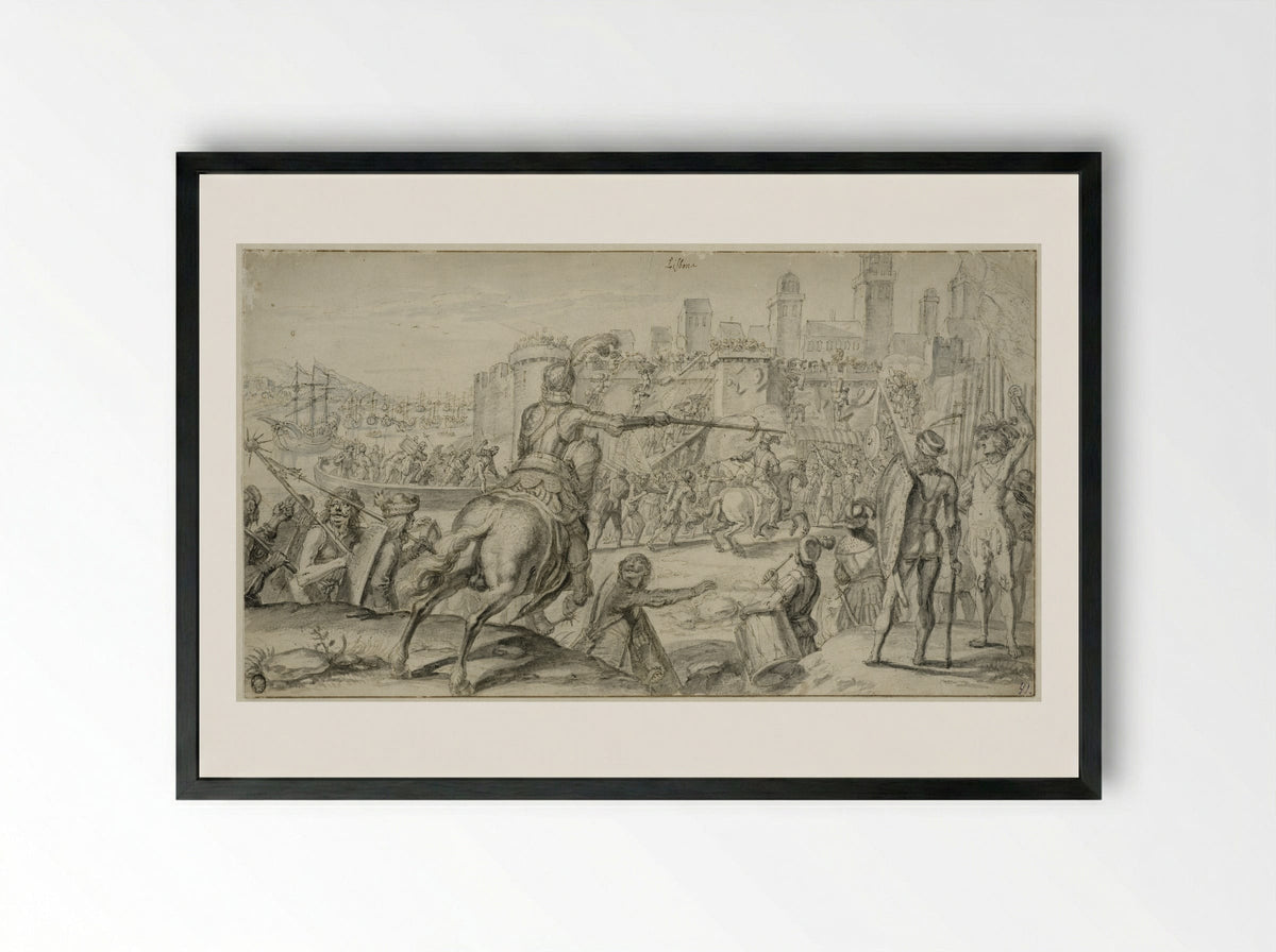 The Siege of Lisbon - Crispijn van de Passe (II) - Framed Print Black