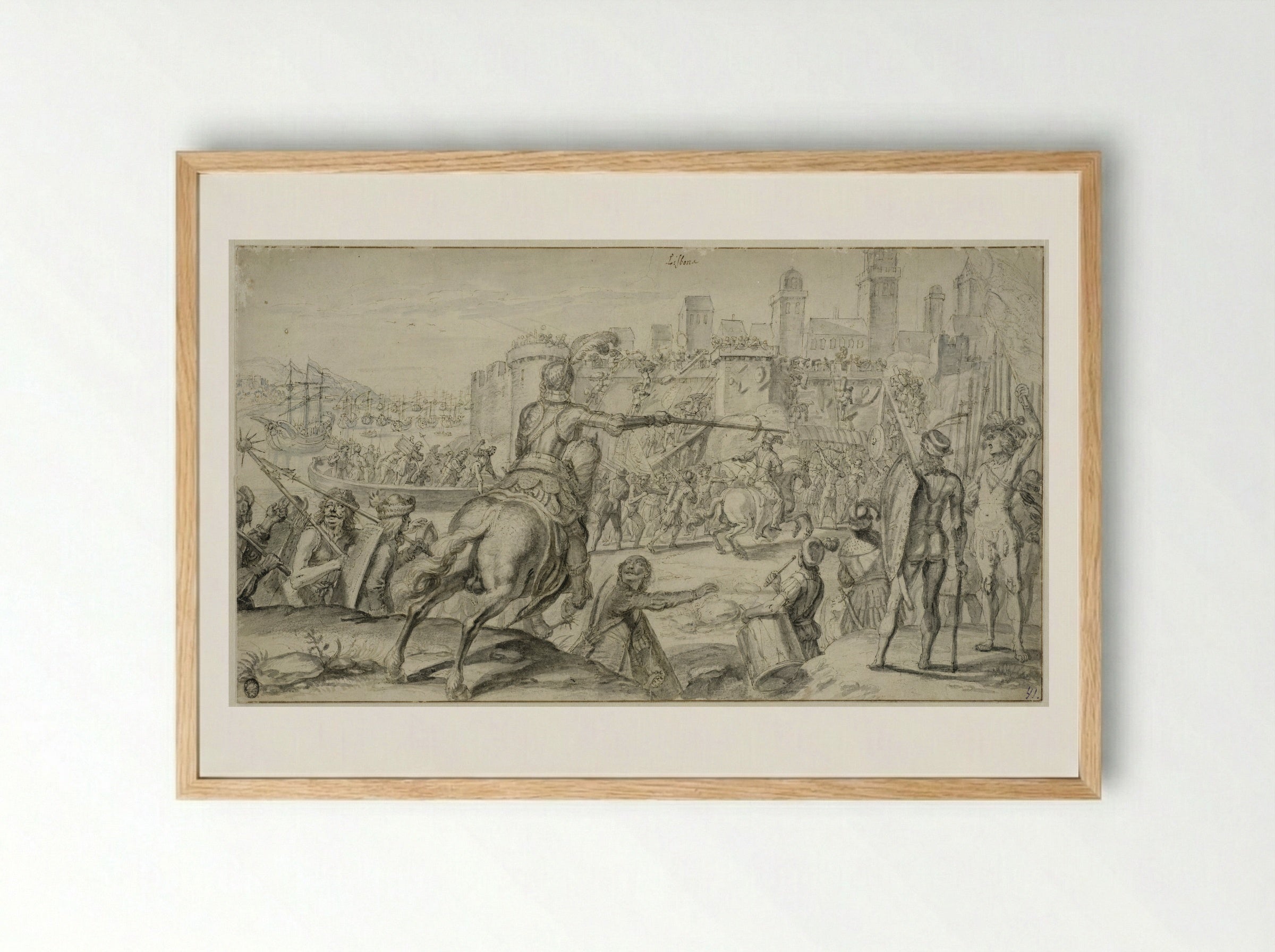 The Siege of Lisbon - Crispijn van de Passe (II) - Framed Print Wood