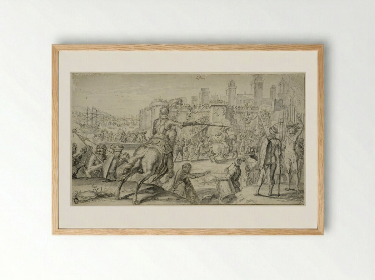 The Siege of Lisbon - Crispijn van de Passe (II) - Framed Print Wood