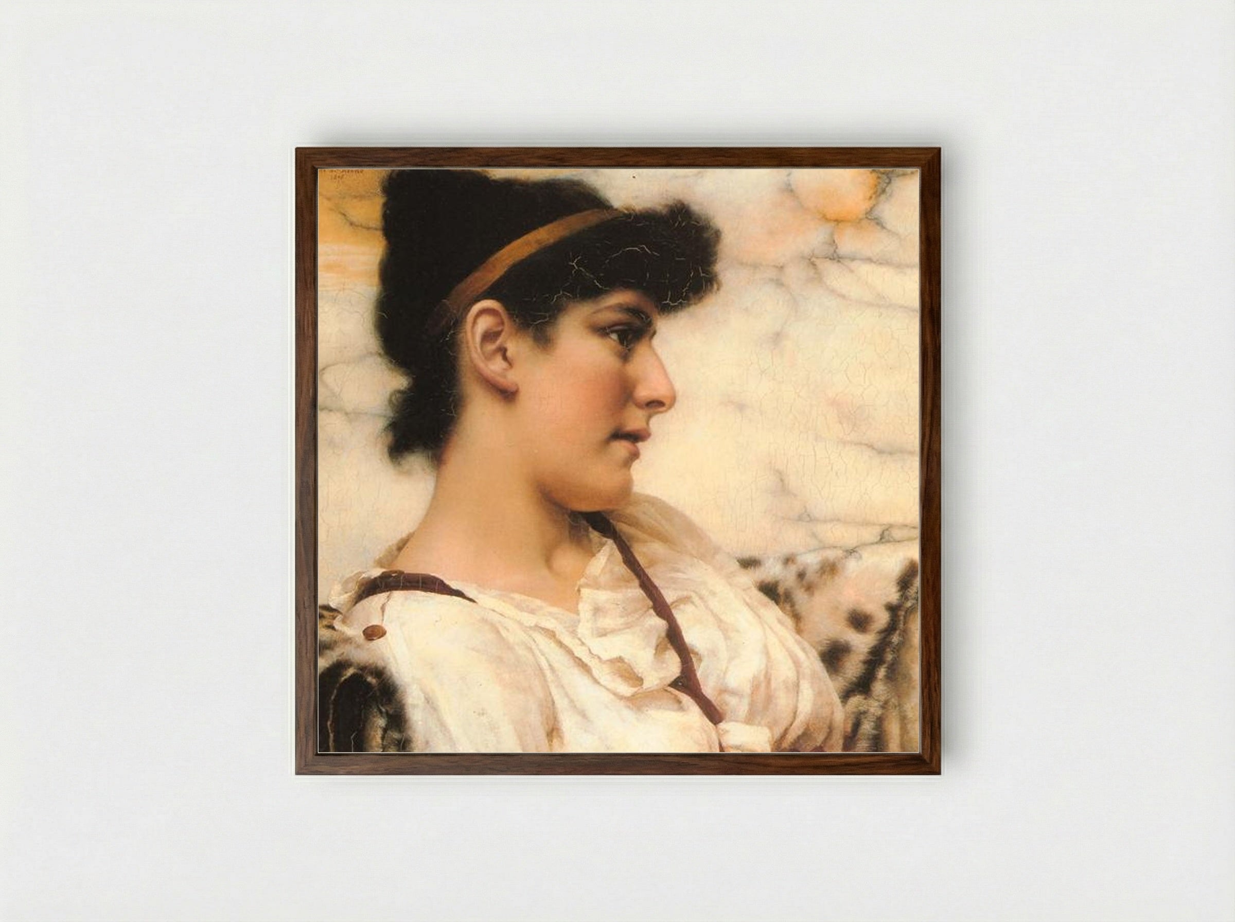 The Siesta - John William Godward - Framed Print Dark Wood