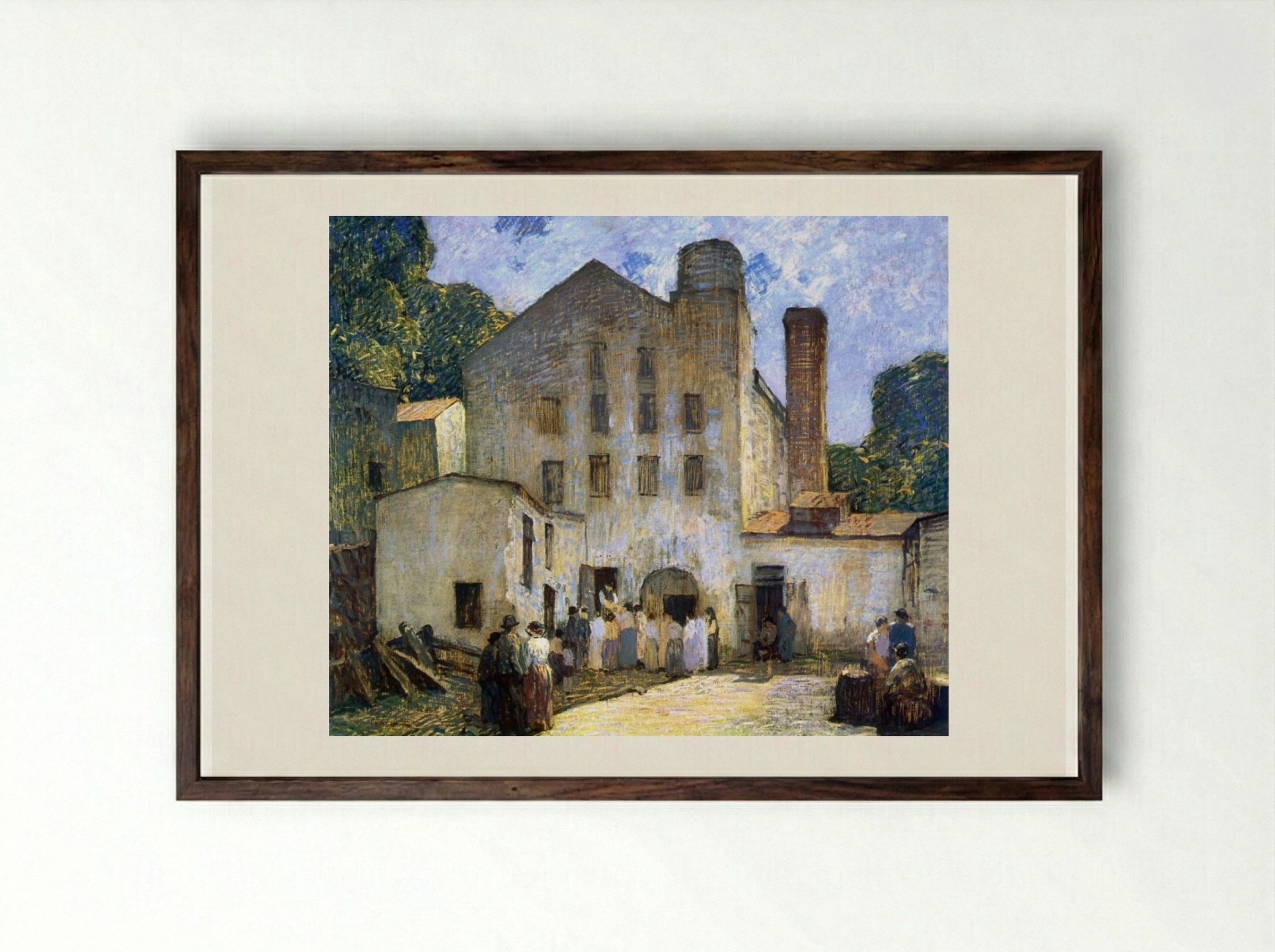 The Silk Mill - Robert Spencer - Framed Print Dark Wood