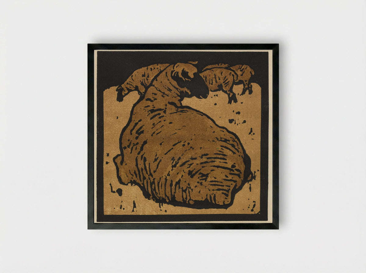The Simple Sheep - William Nicholson - Framed Print Black