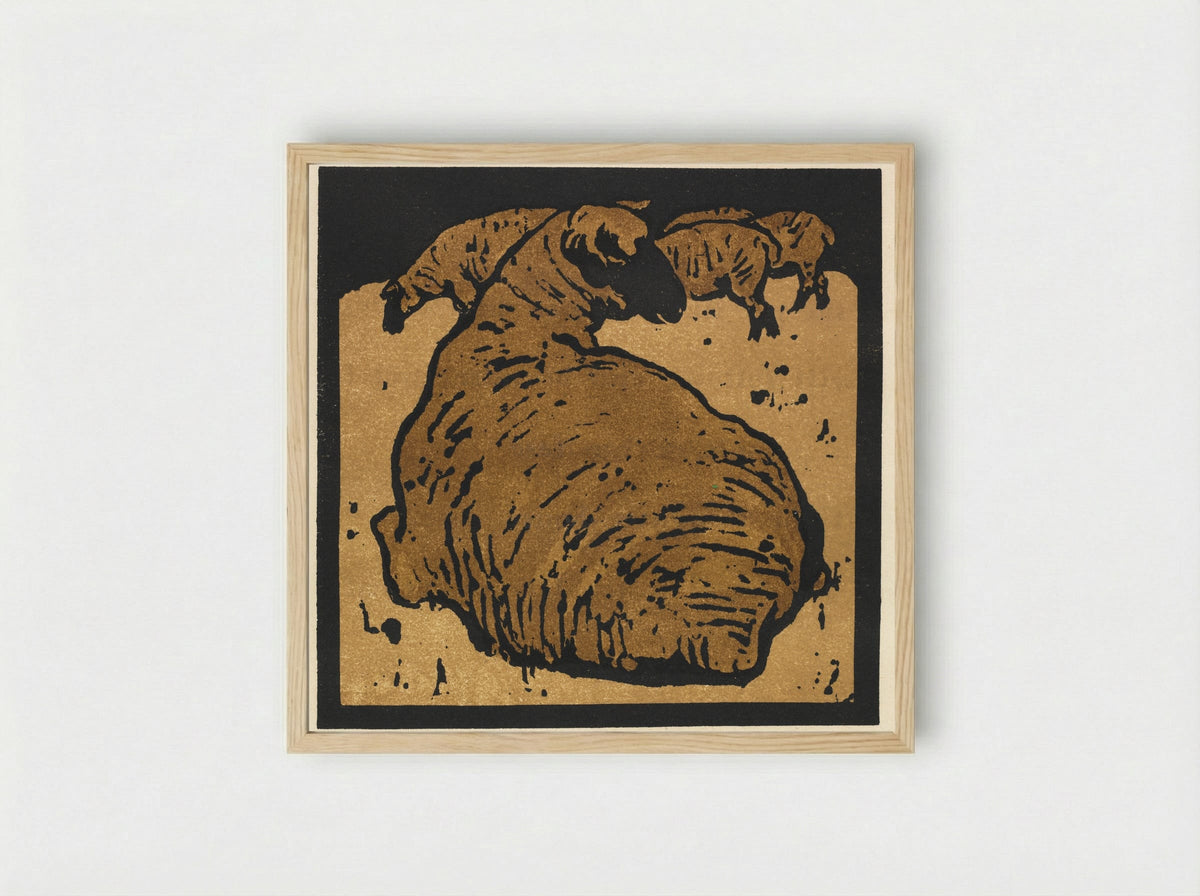 The Simple Sheep - William Nicholson - Framed Print Wood