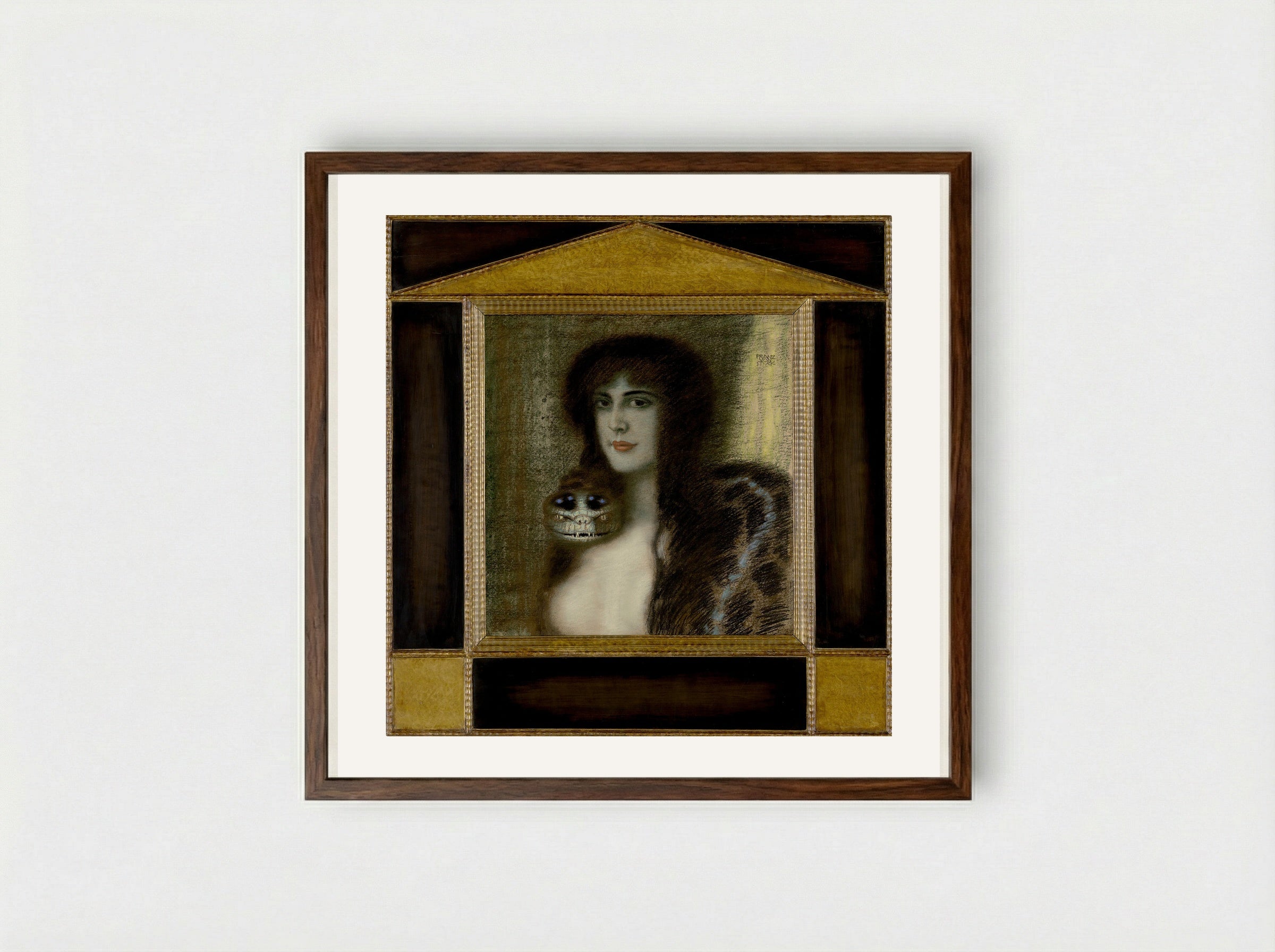 The Sin - Franz von Stuck - Framed Print Dark Wood