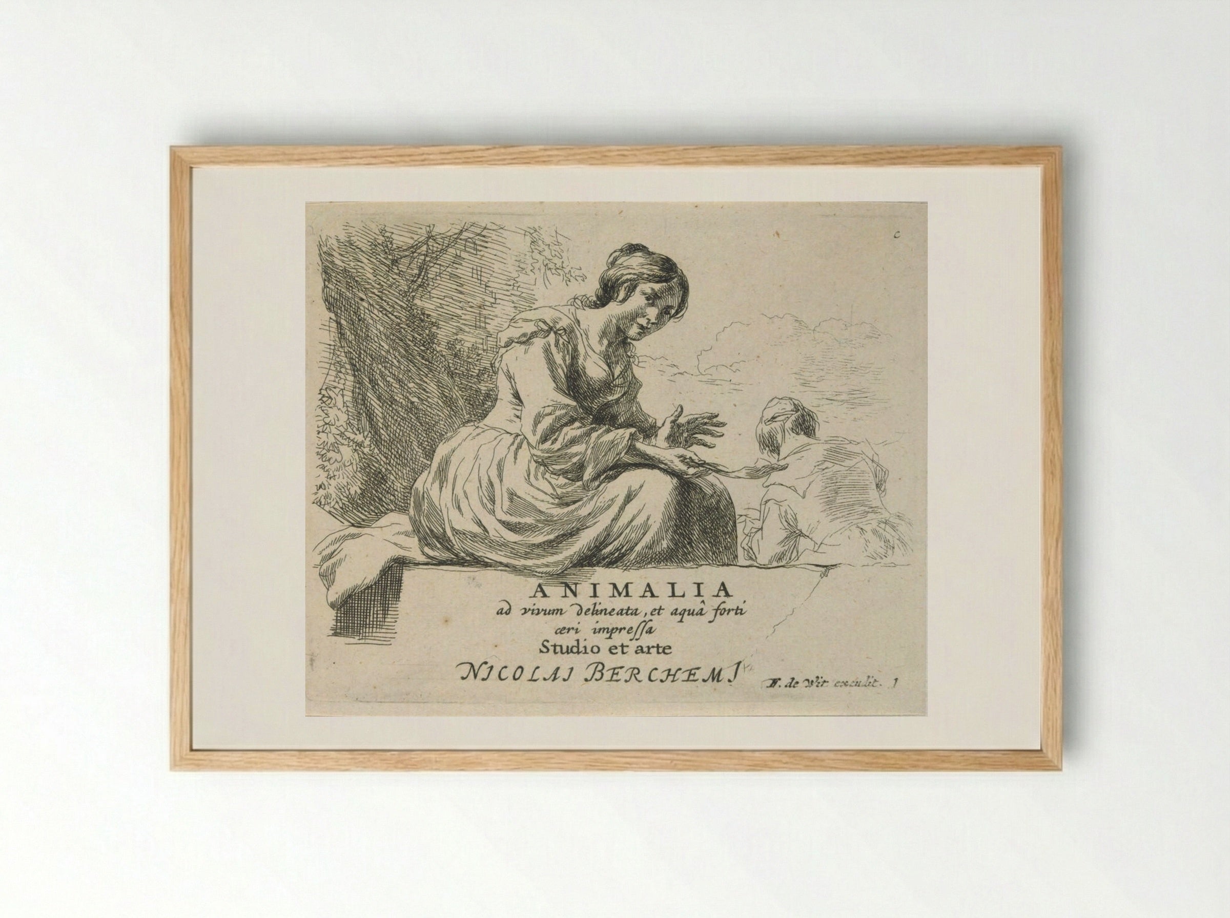 The Singing Shepherdess - Nicolaes Berchem - Framed Print Wood