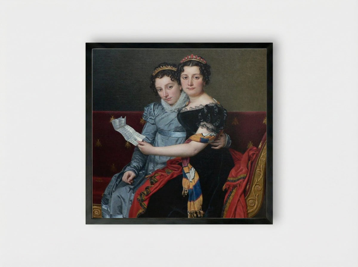 The Sisters Zenaide and Charlotte-Bonaparte - Jacques-Louis David - Framed Print Black