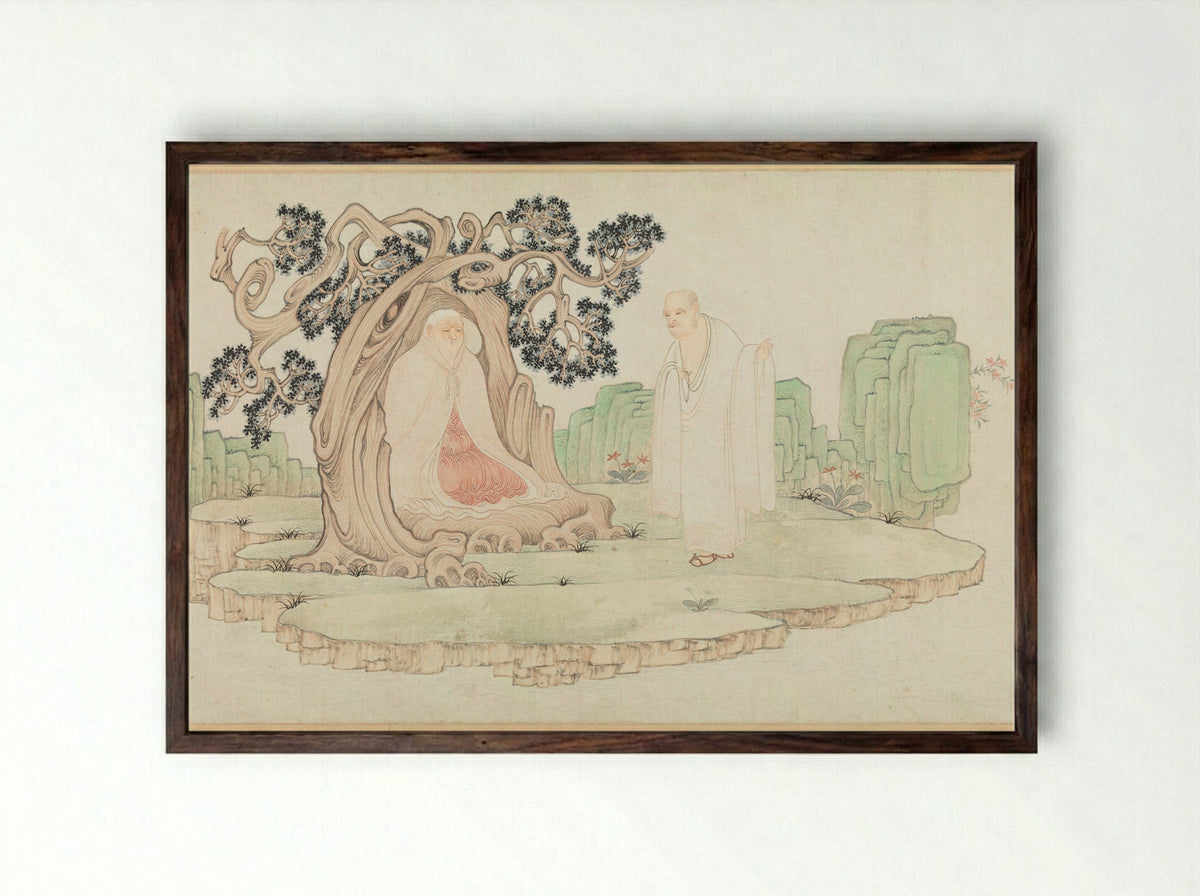 The Sixteen Luohans - Wu Bin - Framed Print Dark Wood