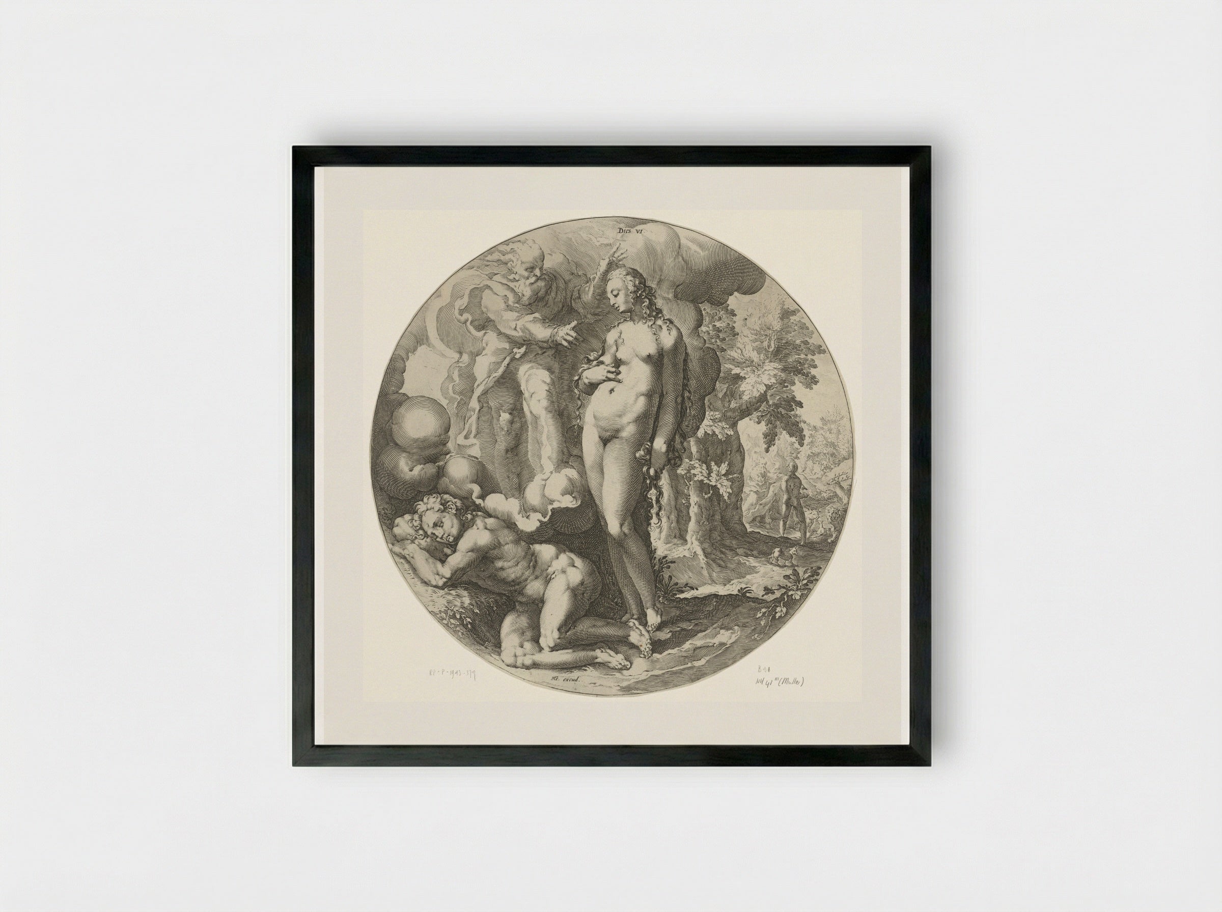 The Sixth Day of Creation: The Creation of Eve - Jan Harmensz. Muller - Framed Print Black