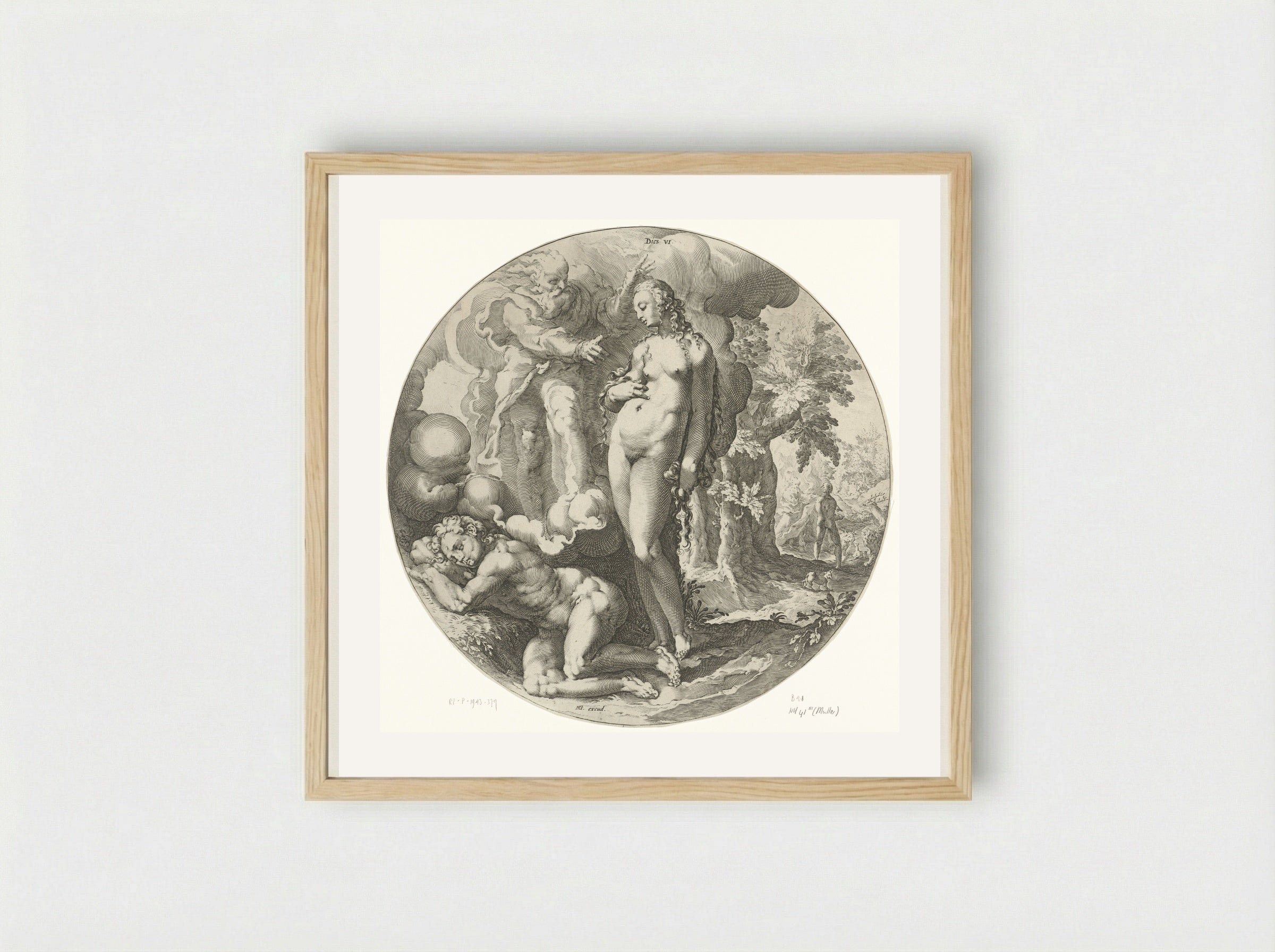 The Sixth Day of Creation: The Creation of Eve - Jan Harmensz. Muller - Framed Print Wood