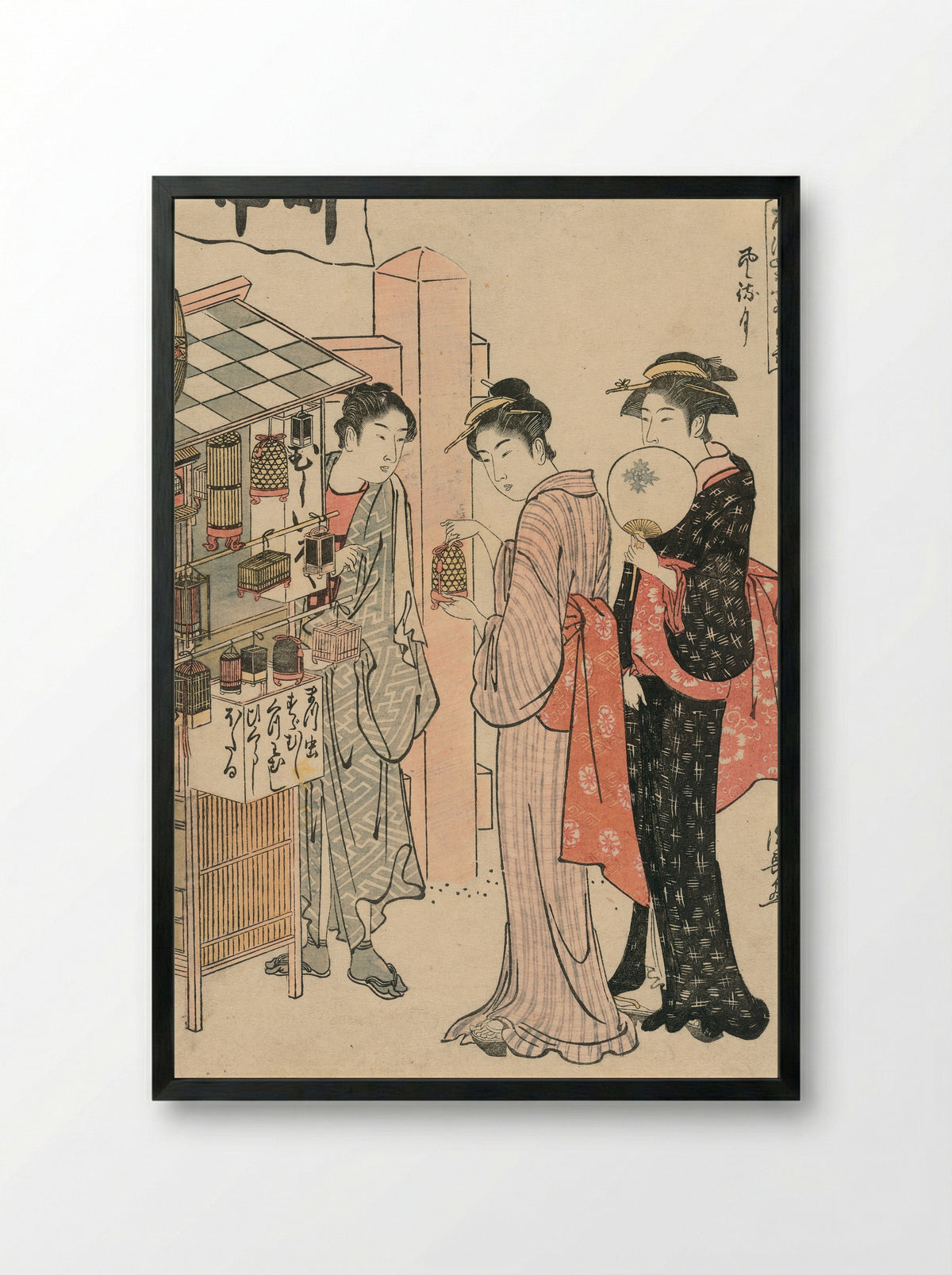 The Sixth Month (Kazemachizuki) - Torii Kiyonaga - Framed Print Black