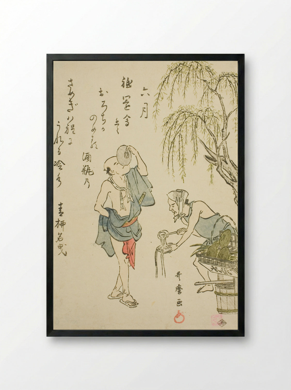 The Sixth Month (Rokugatsu) - Kitagawa Utamaro - Framed Print Black