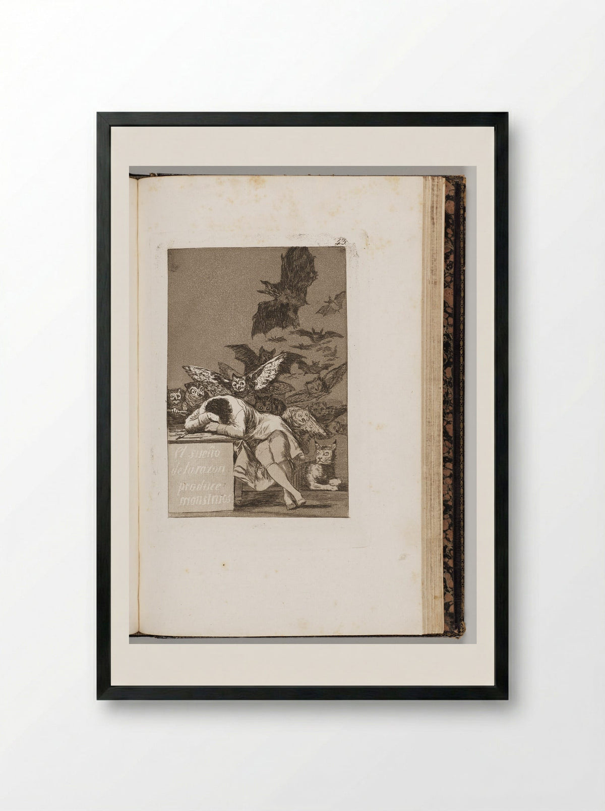 The Sleep of Reason Produces Monsters - Francisco José de Goya y Lucientes - Framed Print Black