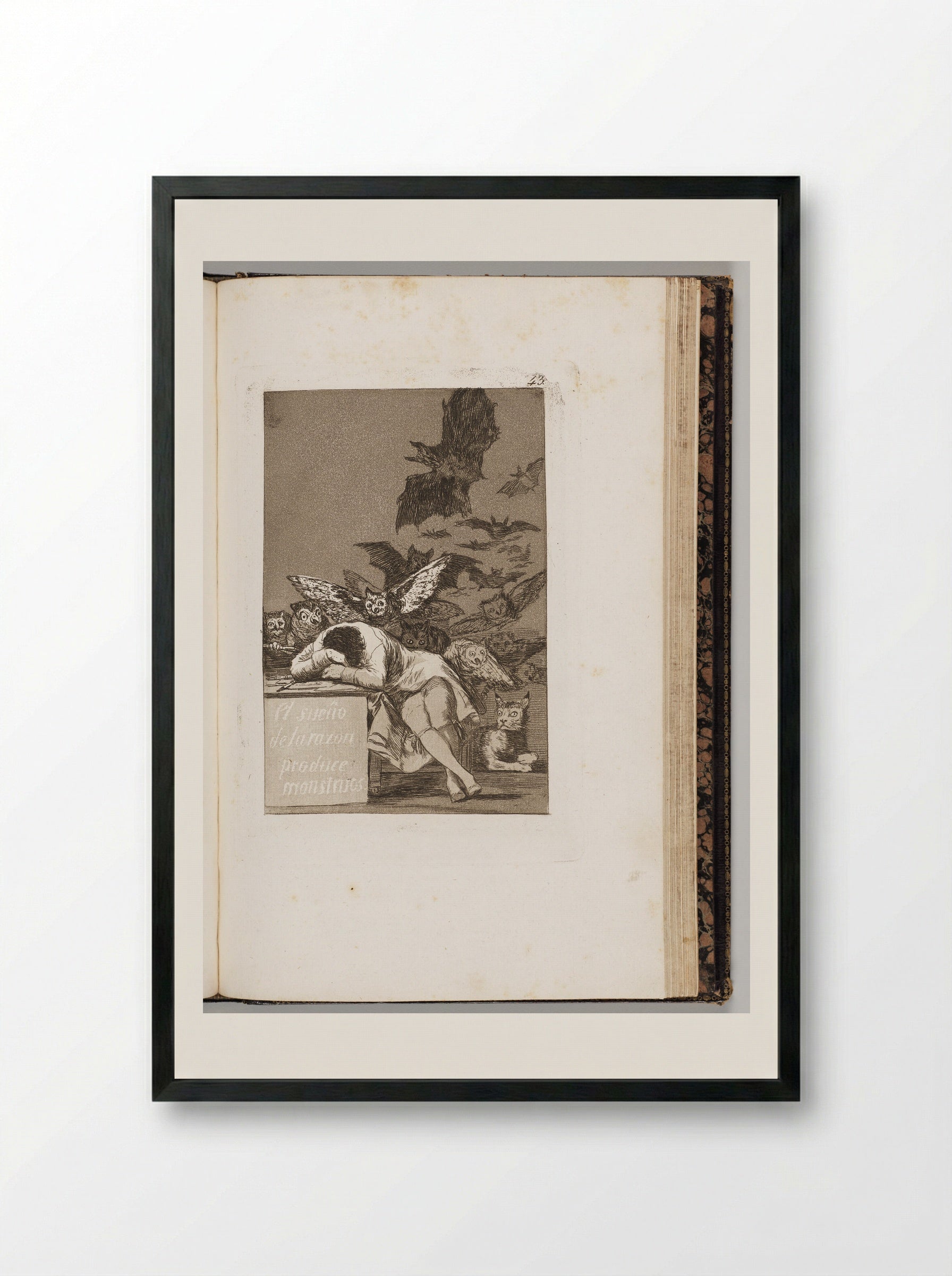 The Sleep of Reason Produces Monsters - Francisco José de Goya y Lucientes - Framed Print Black
