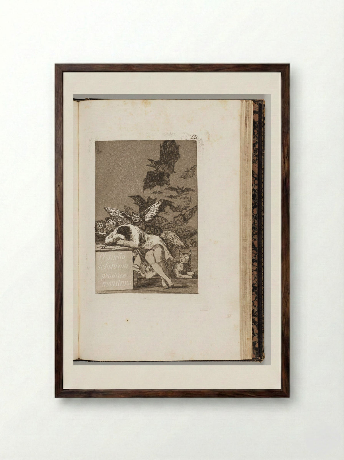 The Sleep of Reason Produces Monsters - Francisco José de Goya y Lucientes - Framed Print Dark Wood