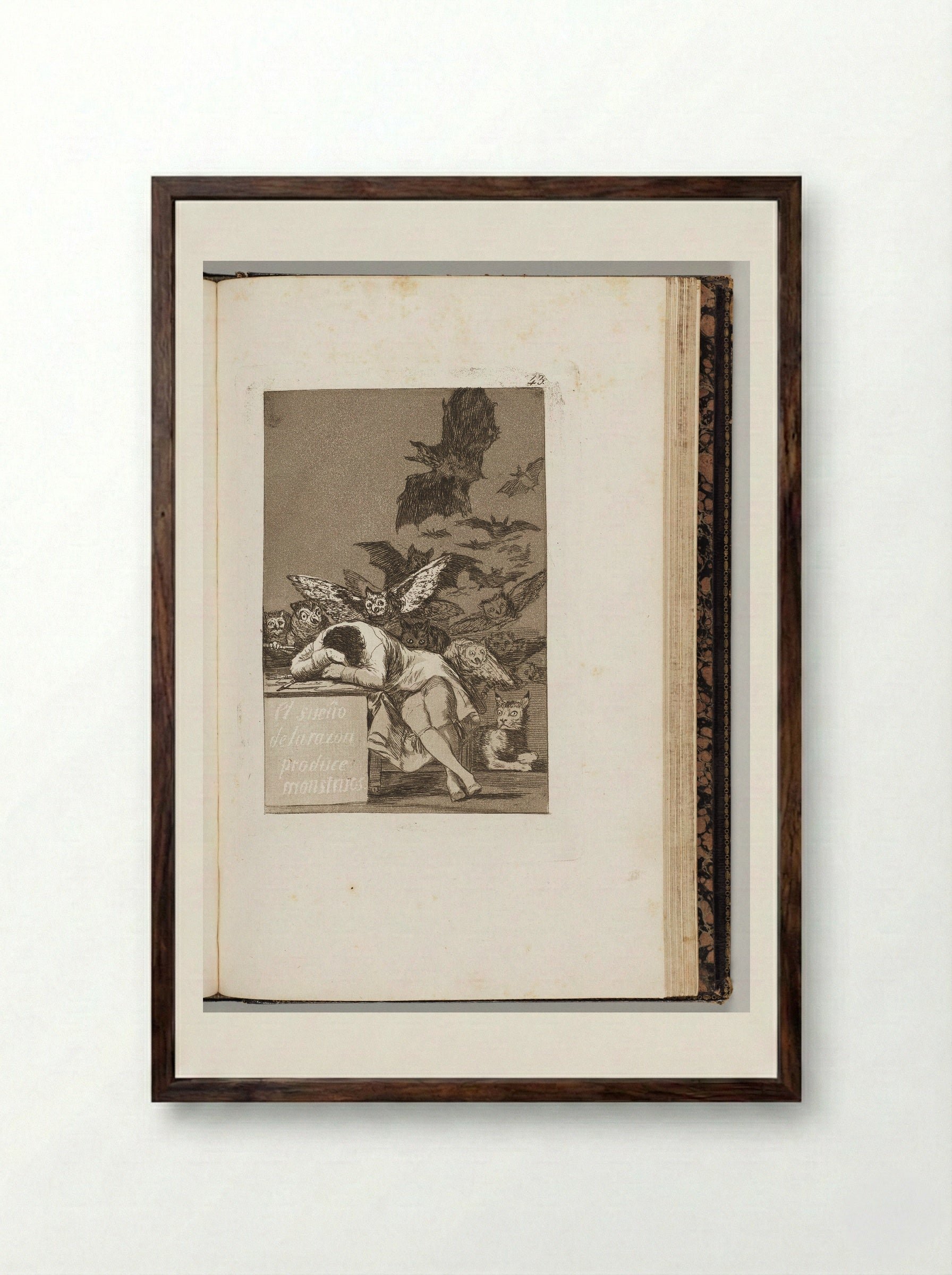 The Sleep of Reason Produces Monsters - Francisco José de Goya y Lucientes - Framed Print Dark Wood