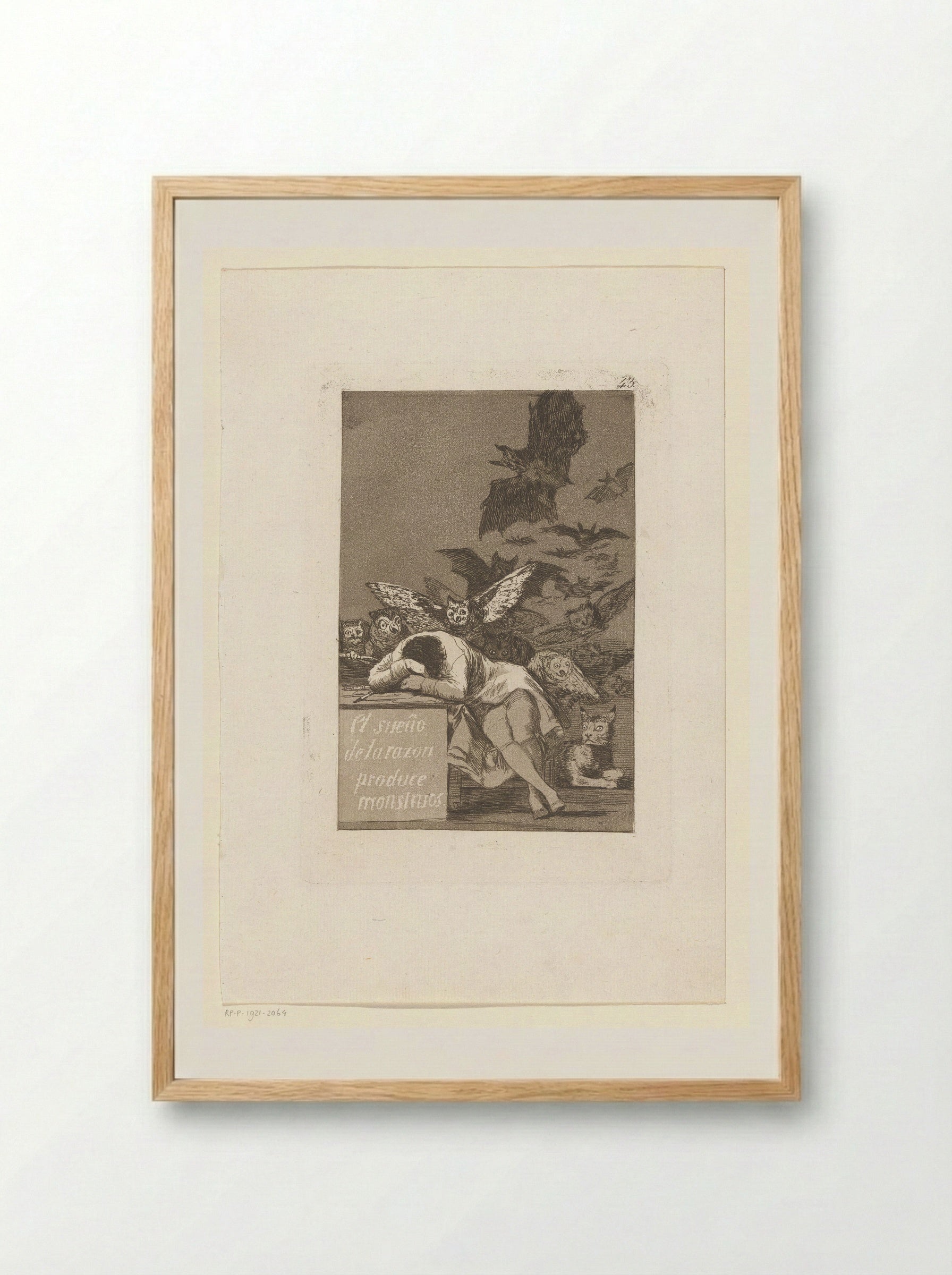 The Sleep of Reason Produces Monsters - Francisco de Goya - Framed Print Wood
