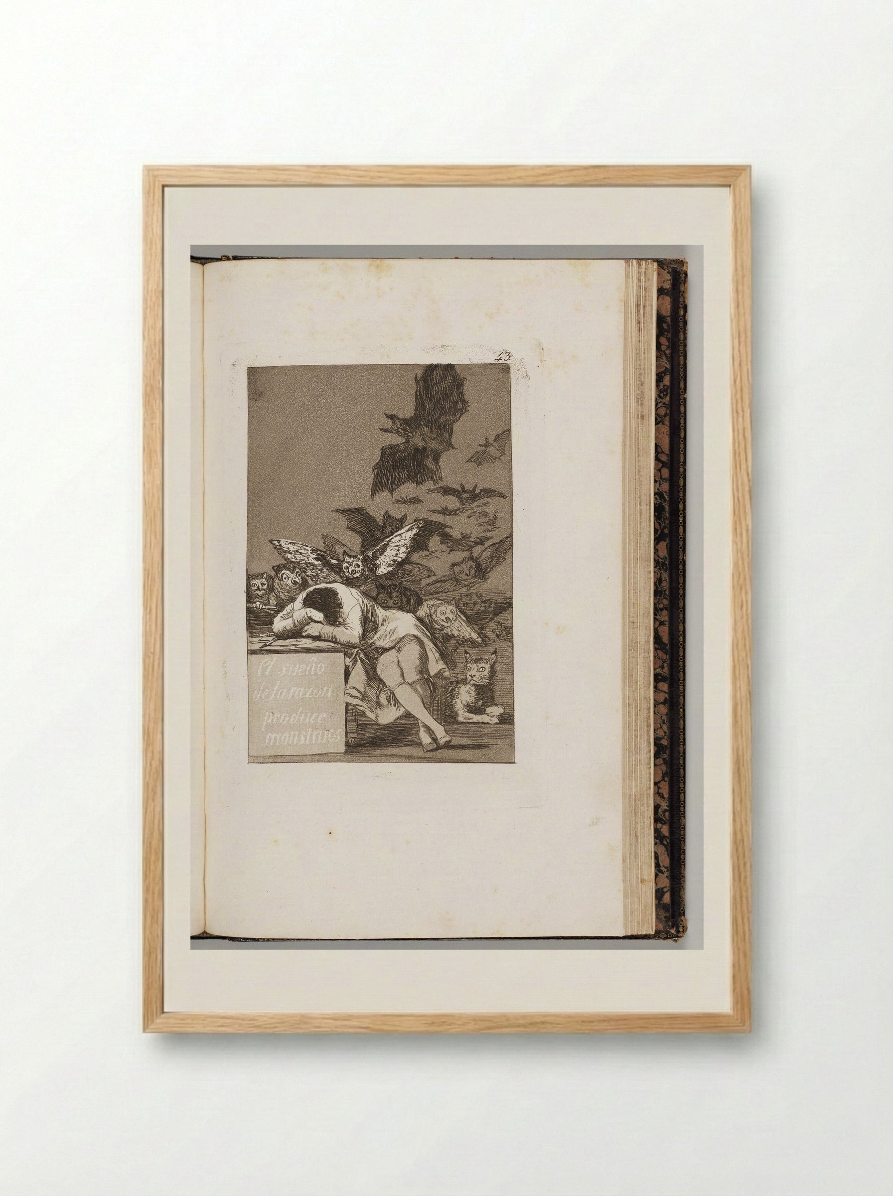 The Sleep of Reason Produces Monsters - Francisco José de Goya y Lucientes - Framed Print Wood