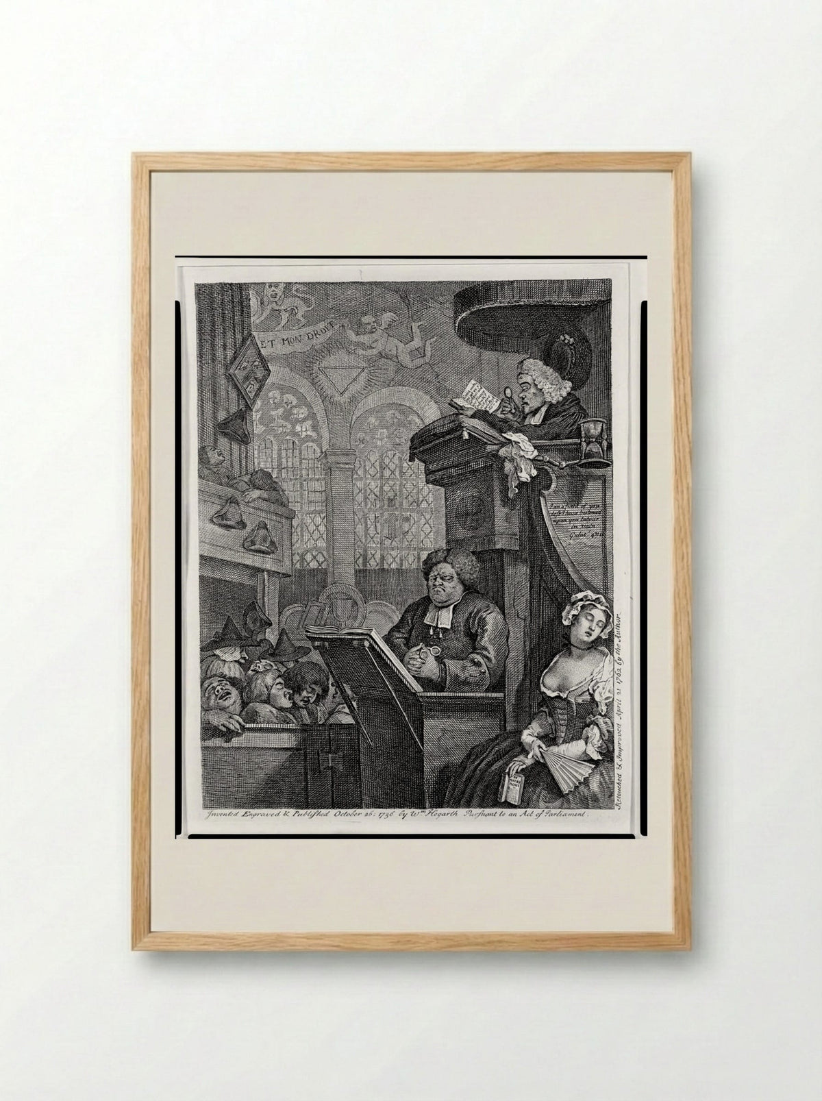 The Sleeping Congregation - William Hogarth - Framed Print Wood