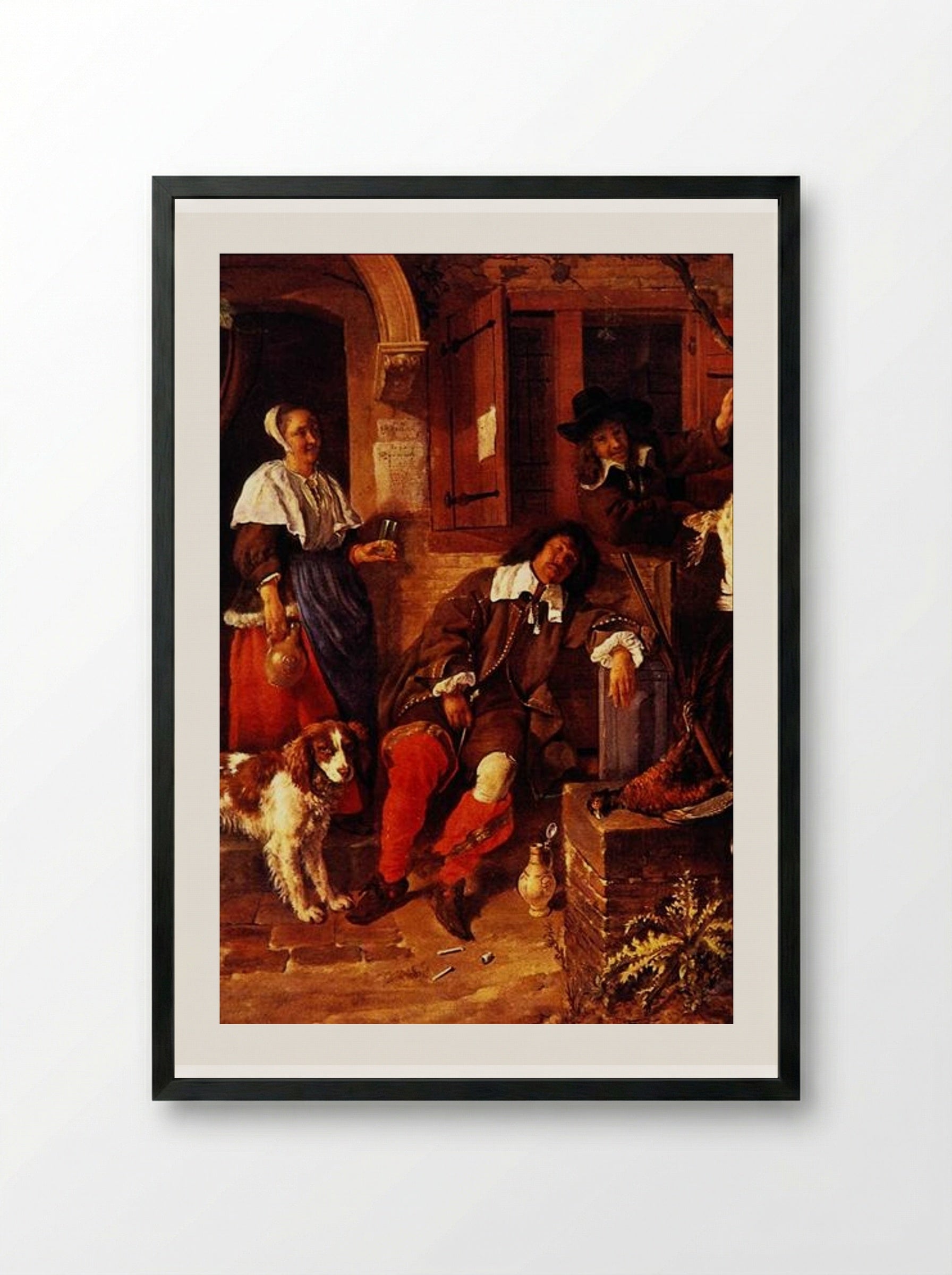 The Sleeping Sportsman - Gabriel Metsu - Framed Print Black