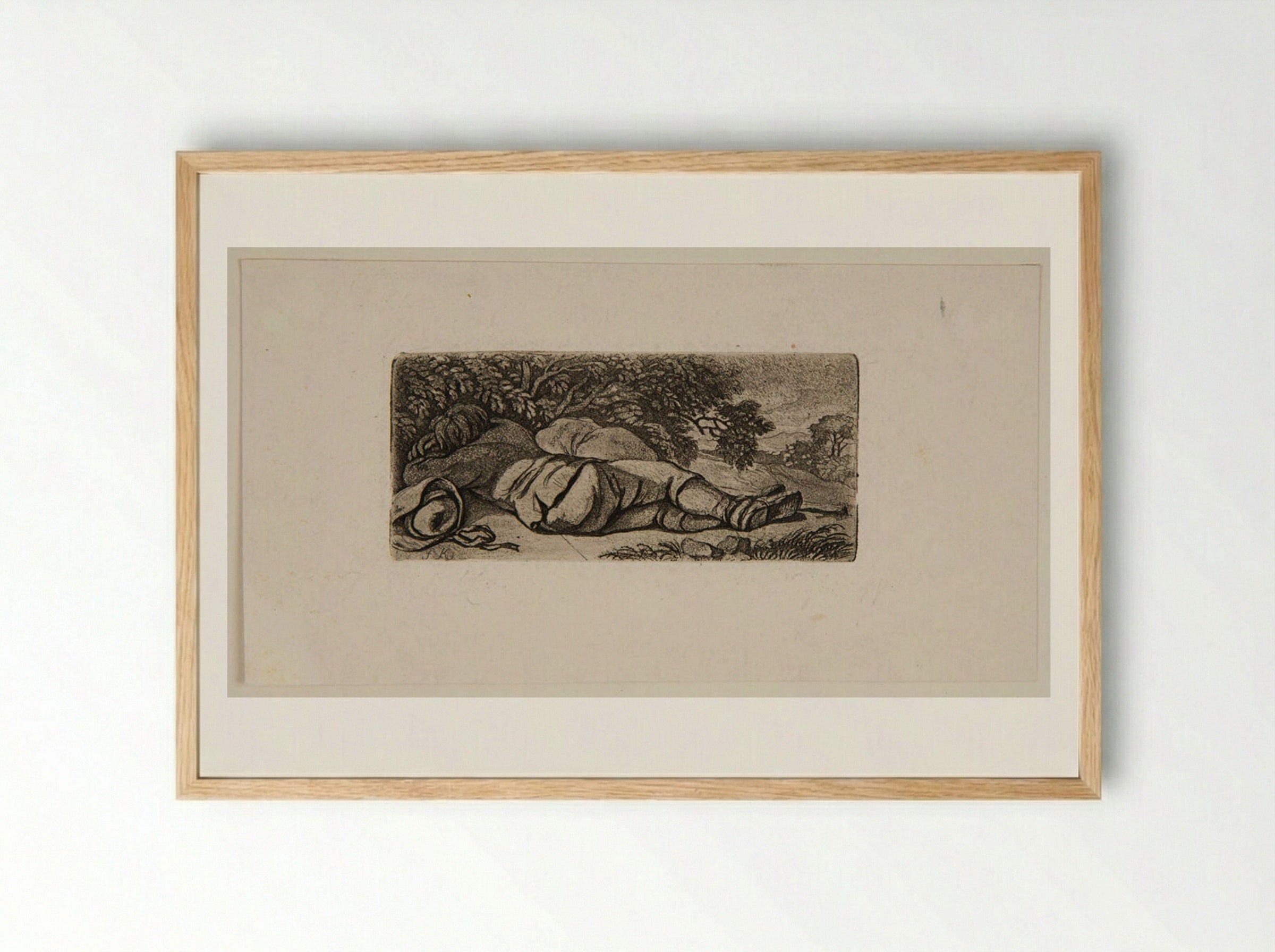 The Sleeping Traveller - Ferdinand Kobell - Framed Print Wood