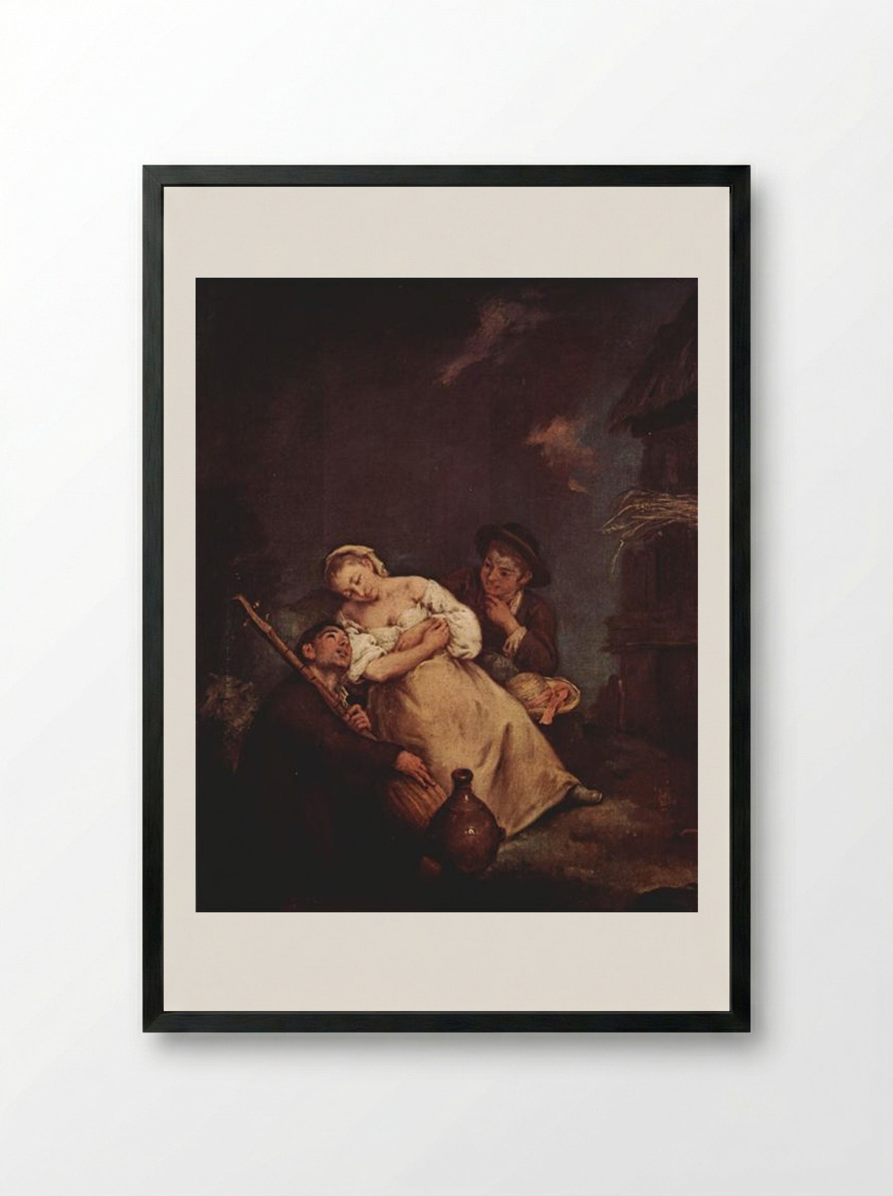The Sleeping Woman - Pietro Longhi - Framed Print Black