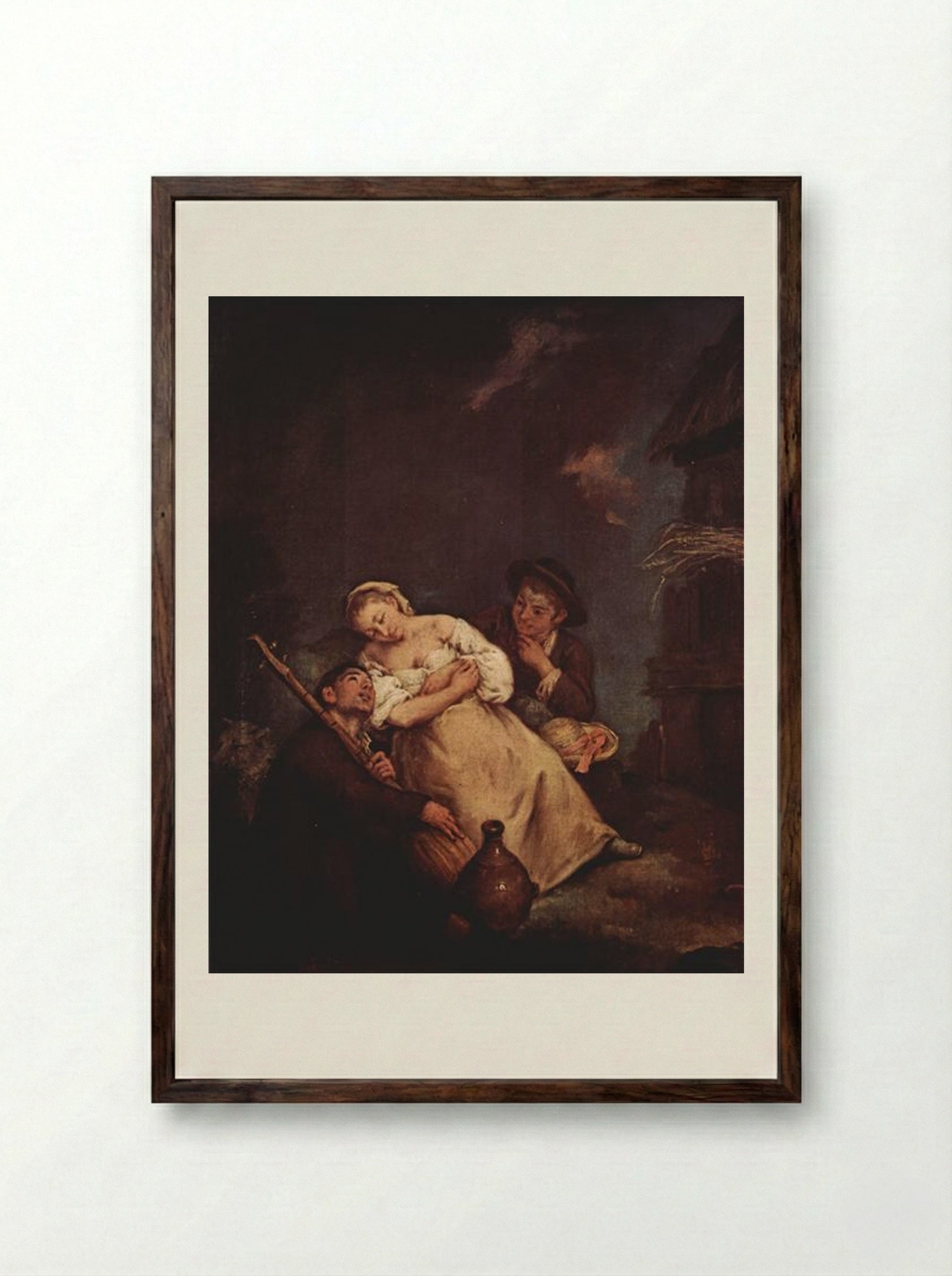 The Sleeping Woman - Pietro Longhi - Framed Print Dark Wood
