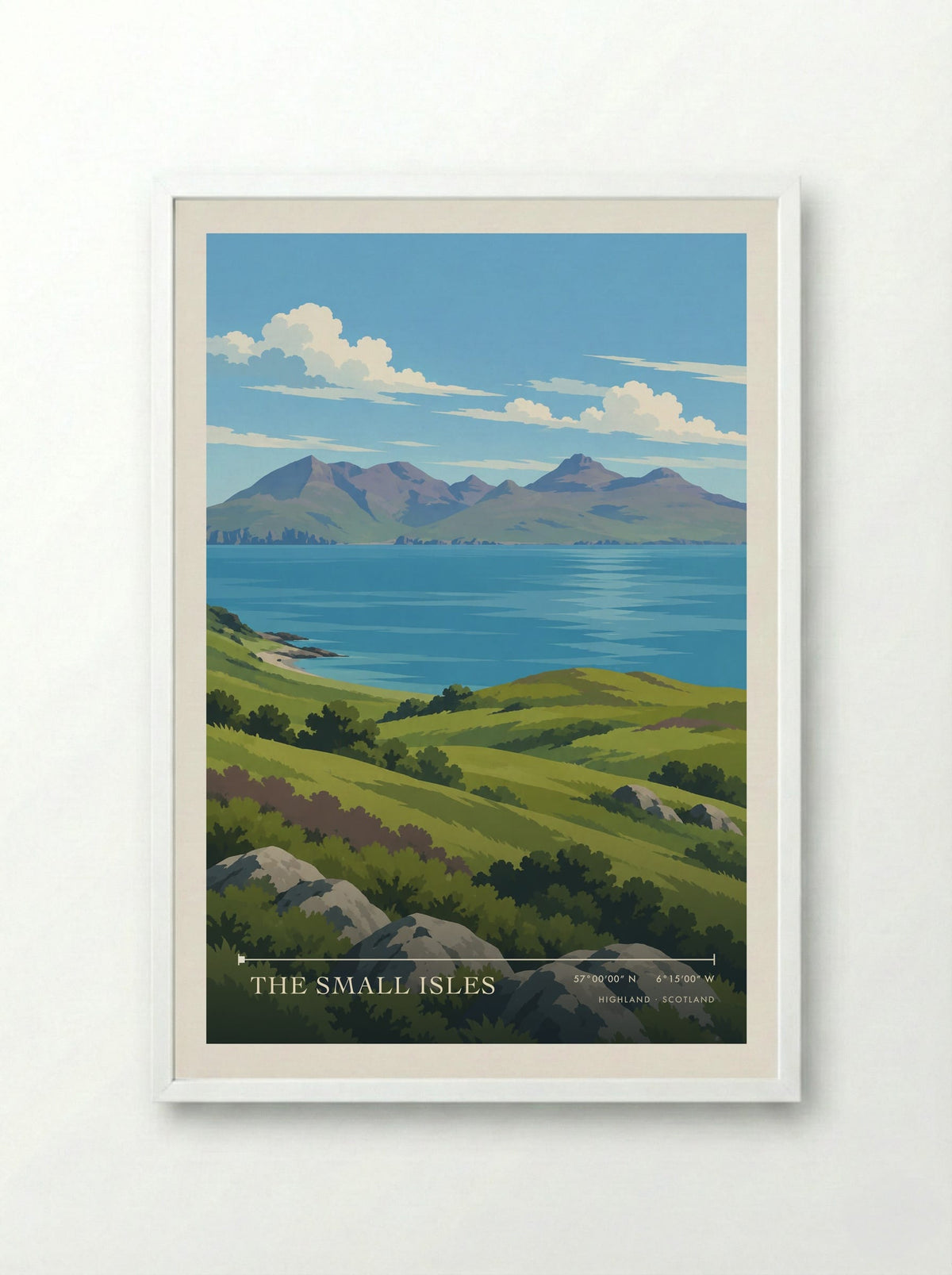 The Small Isles, Highland | Travel Poster - Framed Print White