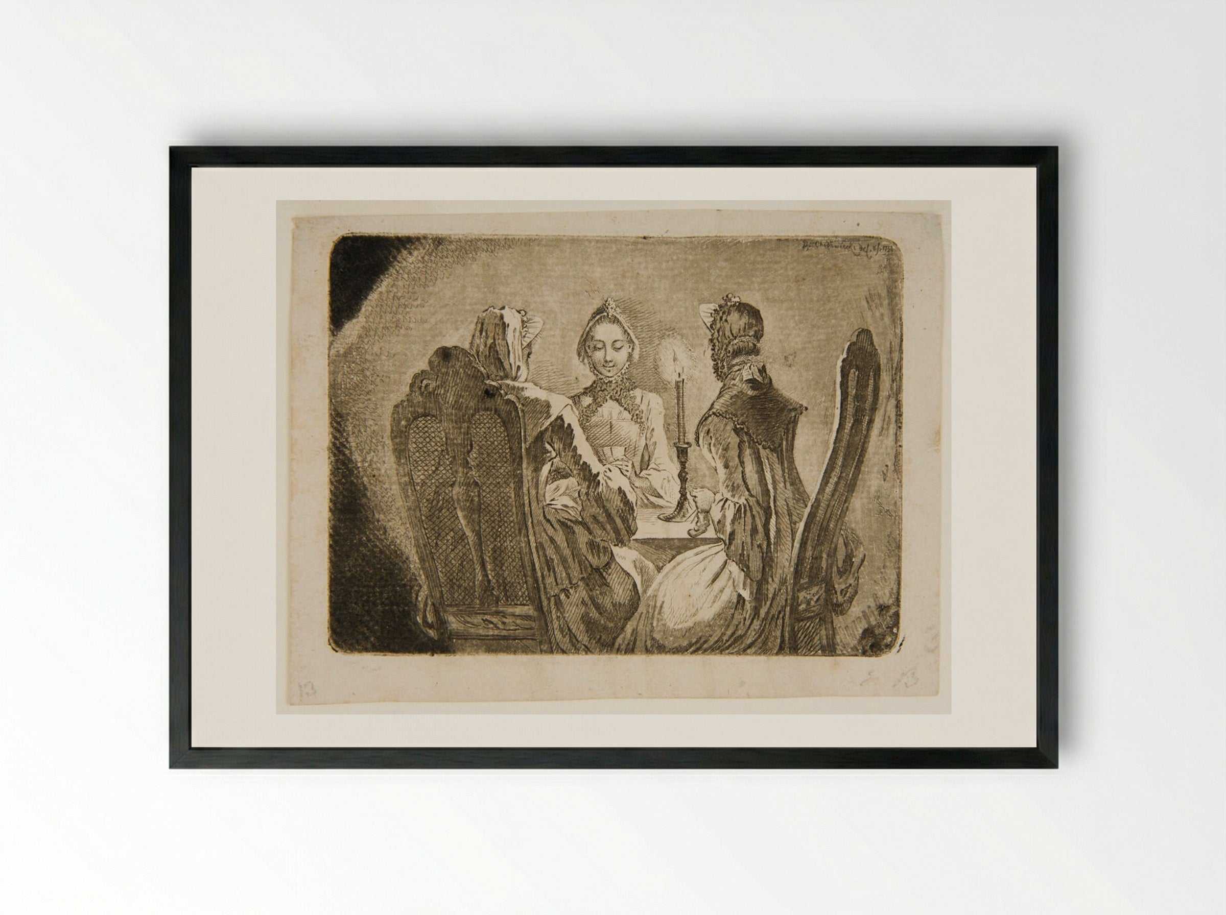 The Small Ombre Table - Daniel Nikolaus Chodowiecki - Framed Print Black