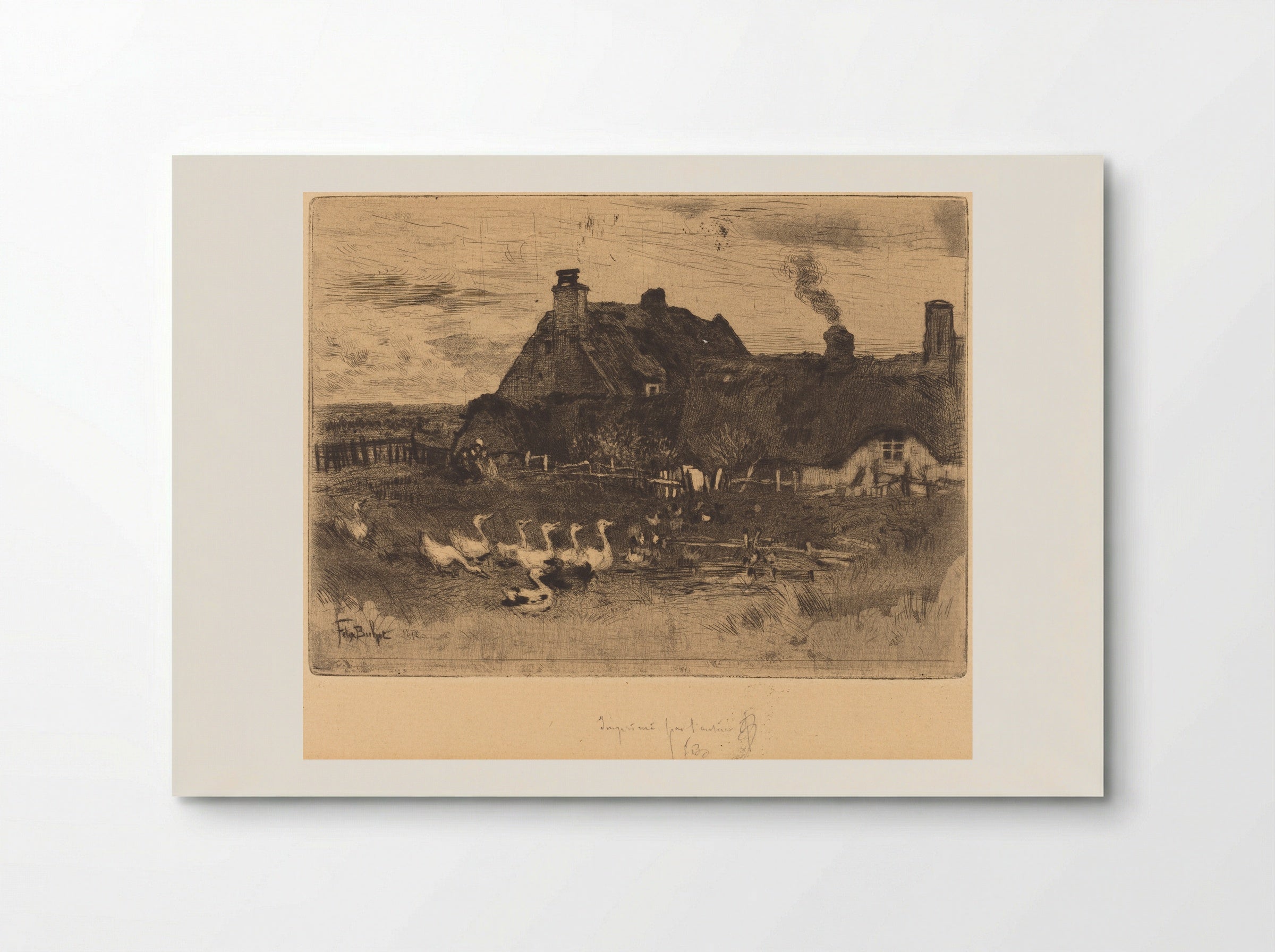 The Small Thatched Cottages - Félix Hilaire Buhot - Poster