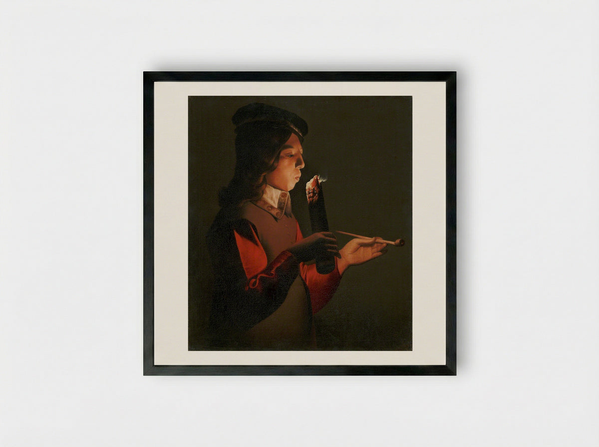 The Smoker - Georges de la Tour - Framed Print Black