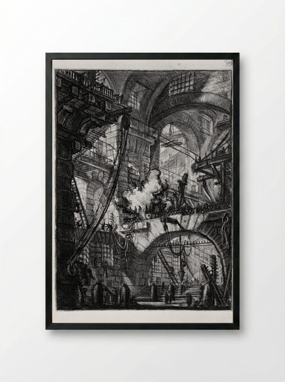 The Smoking Fire - Giovanni Battista Piranesi - Framed Print Black