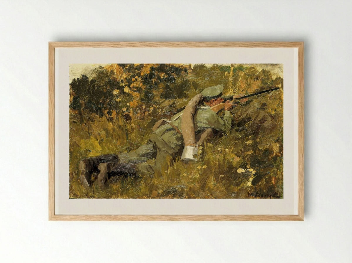 The Soldier on the Position - Ivan Vladimirov - Framed Print Wood