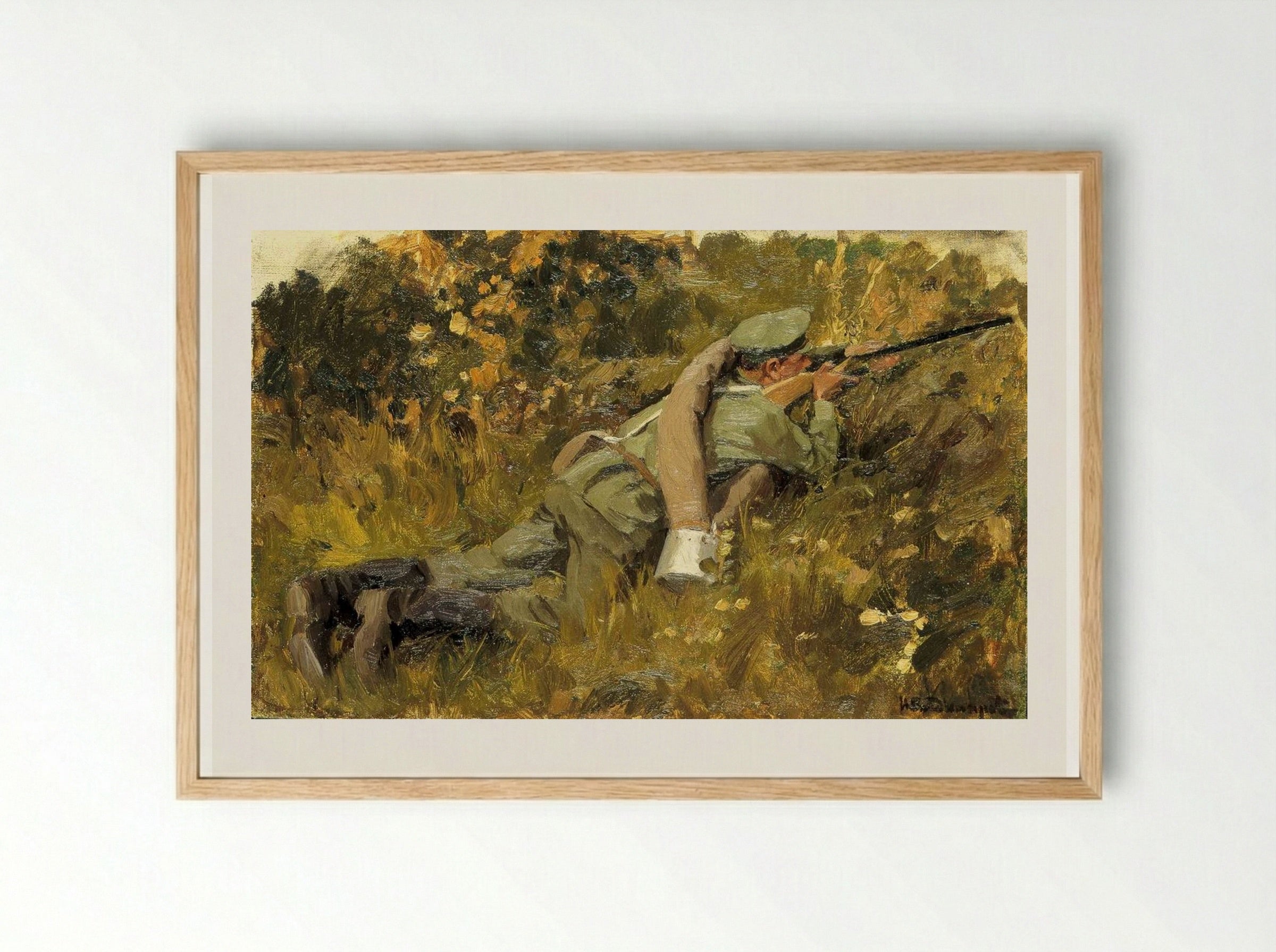The Soldier on the Position - Ivan Vladimirov - Framed Print Wood