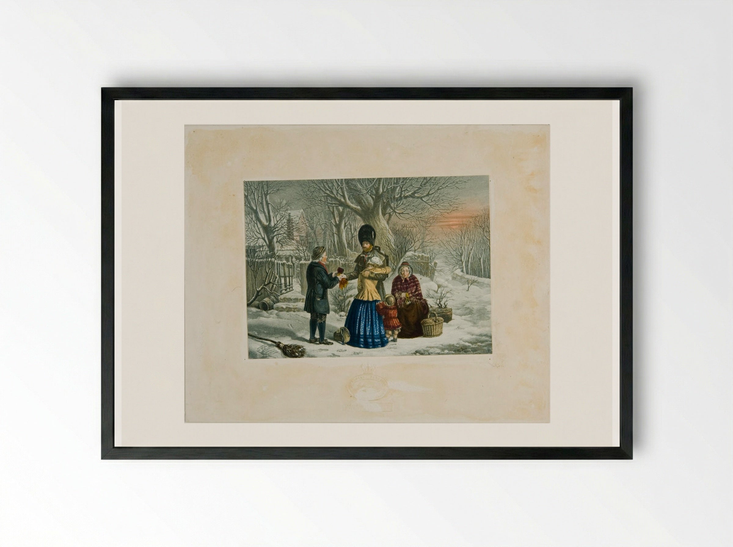 The Soldier's Farewell, the Parent's Gift - George Baxter - Framed Print Black