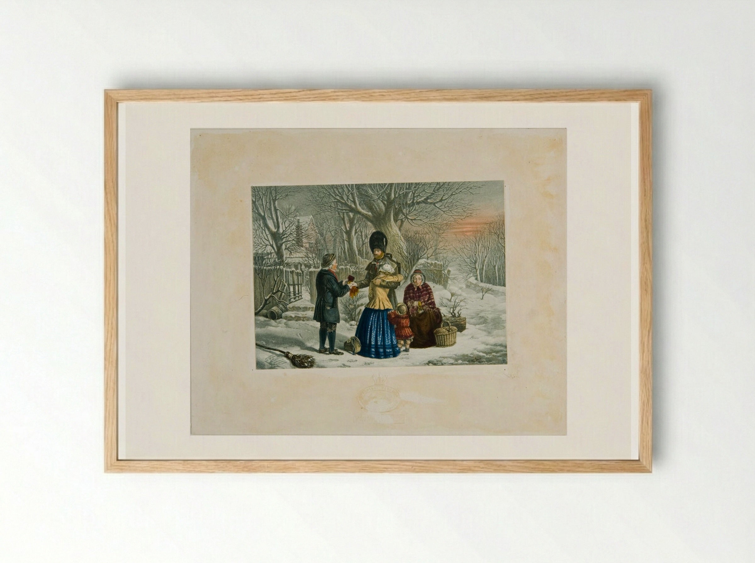 The Soldier's Farewell, the Parent's Gift - George Baxter - Framed Print Wood