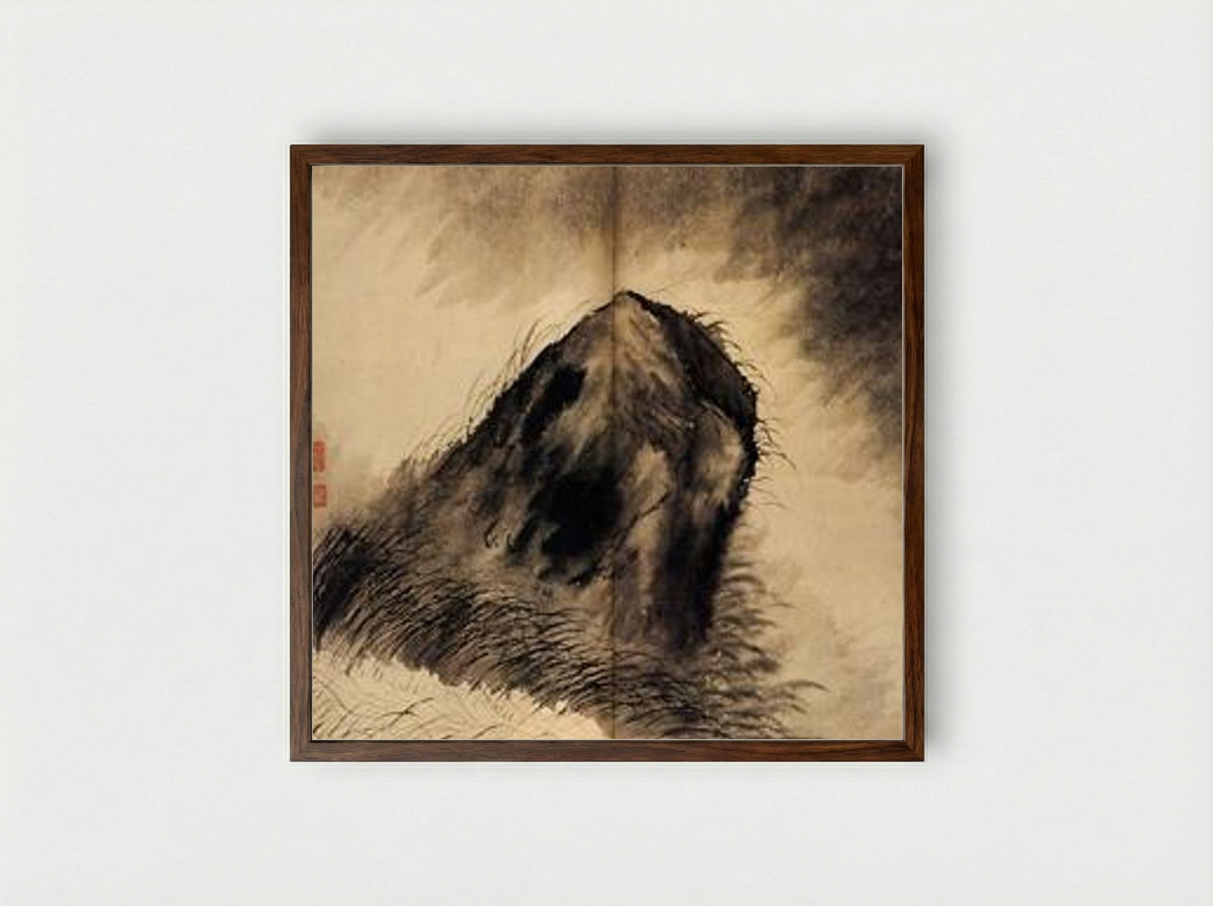 The Solitary Roc - Shitao - Framed Print Dark Wood