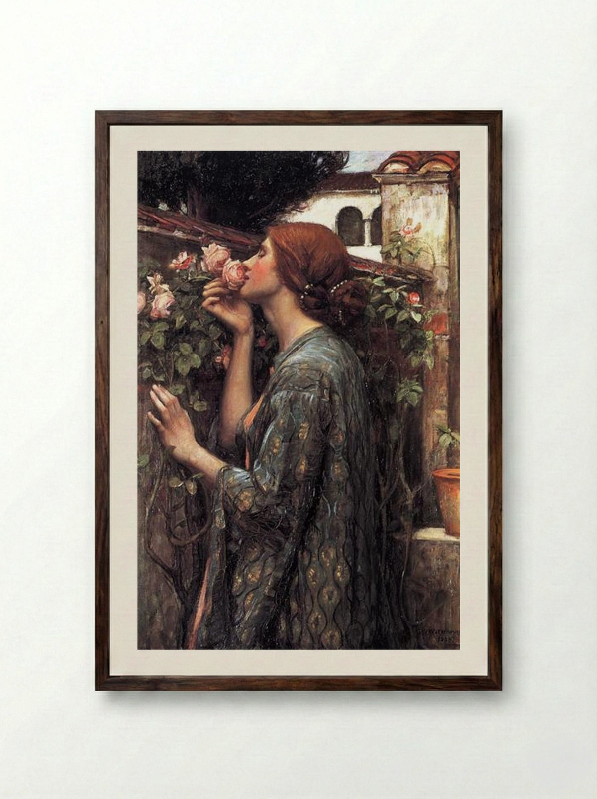 The Soul of the Rose - John William Waterhouse - Framed Print Dark Wood