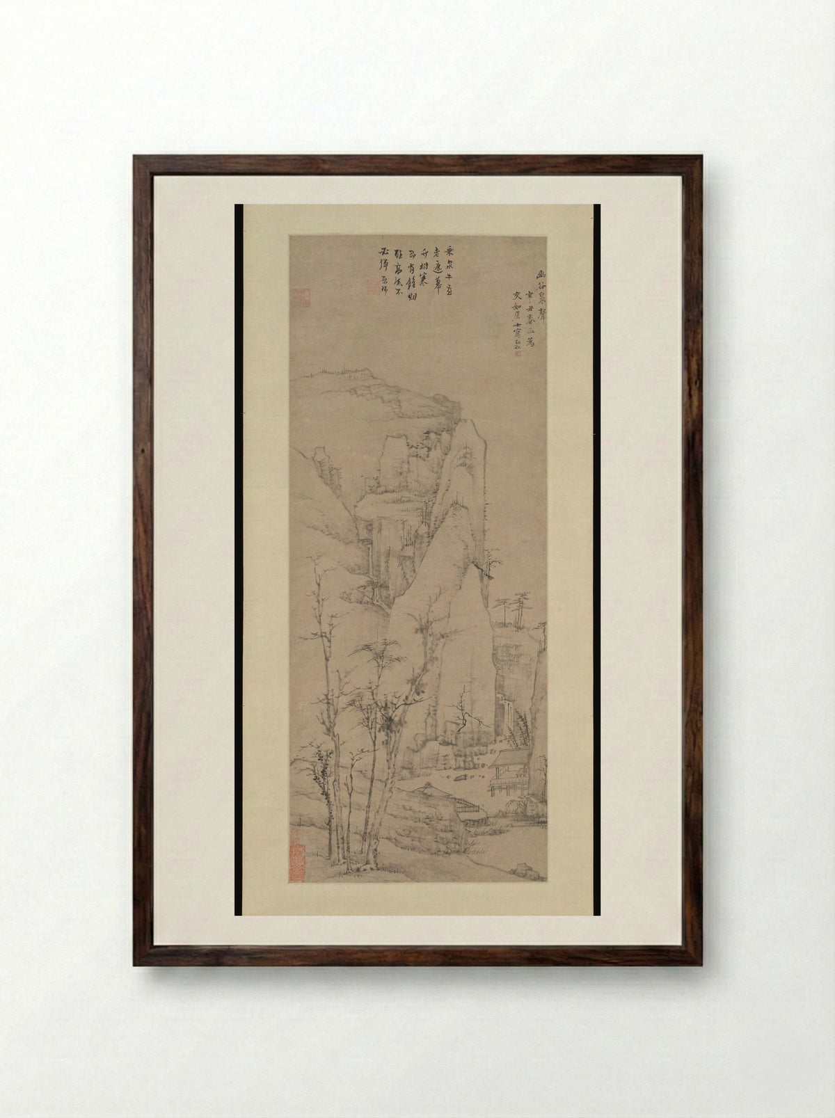 The Sound of Spring in a Lonely Valley - Hongren - Framed Print Dark Wood