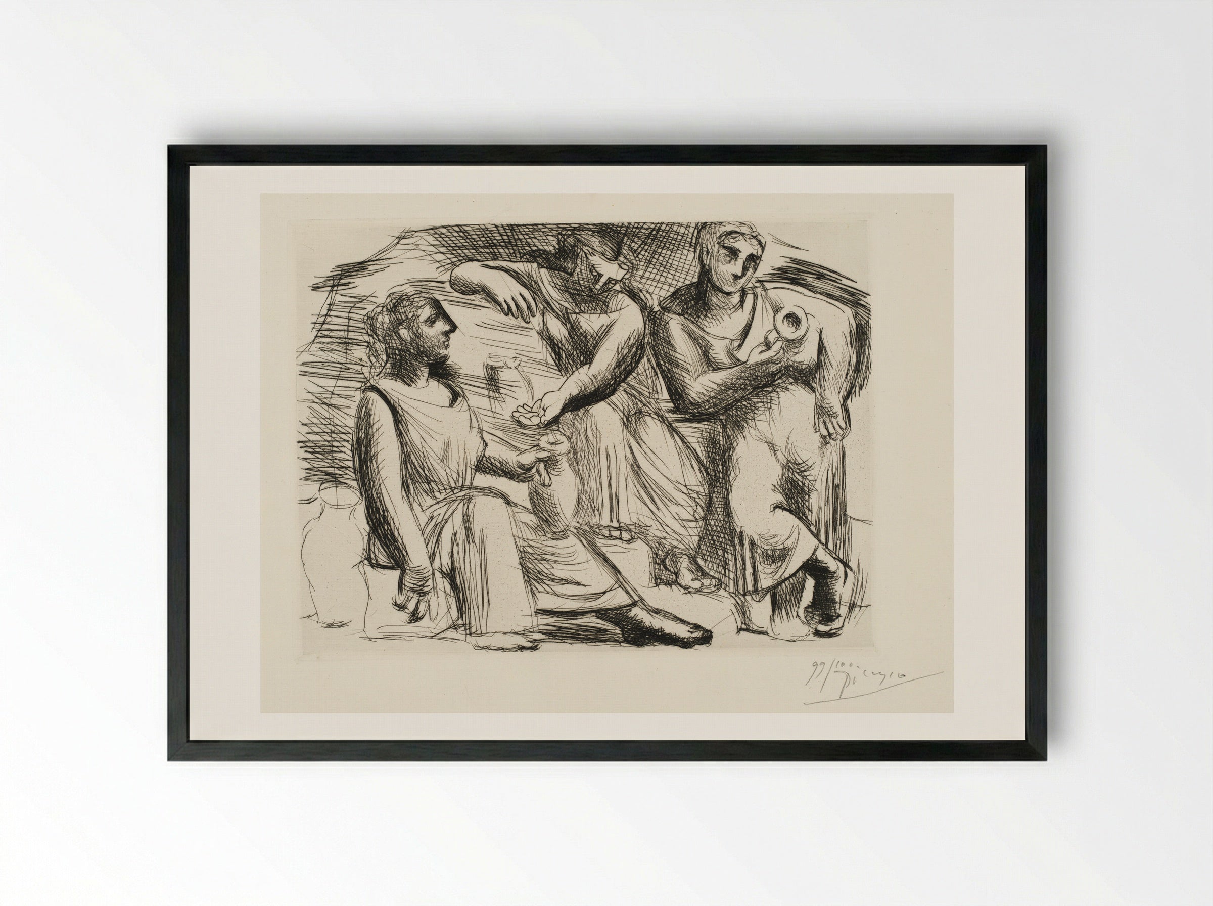 The Source (Three Women at the Fountain) - Pablo Ruiz Picasso - Framed Print Black